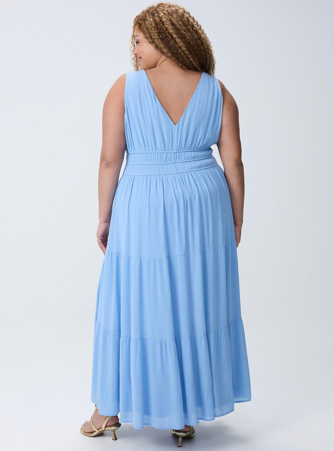 Tiered Gauze Maxi Dress, PLACID BLUE, alternate