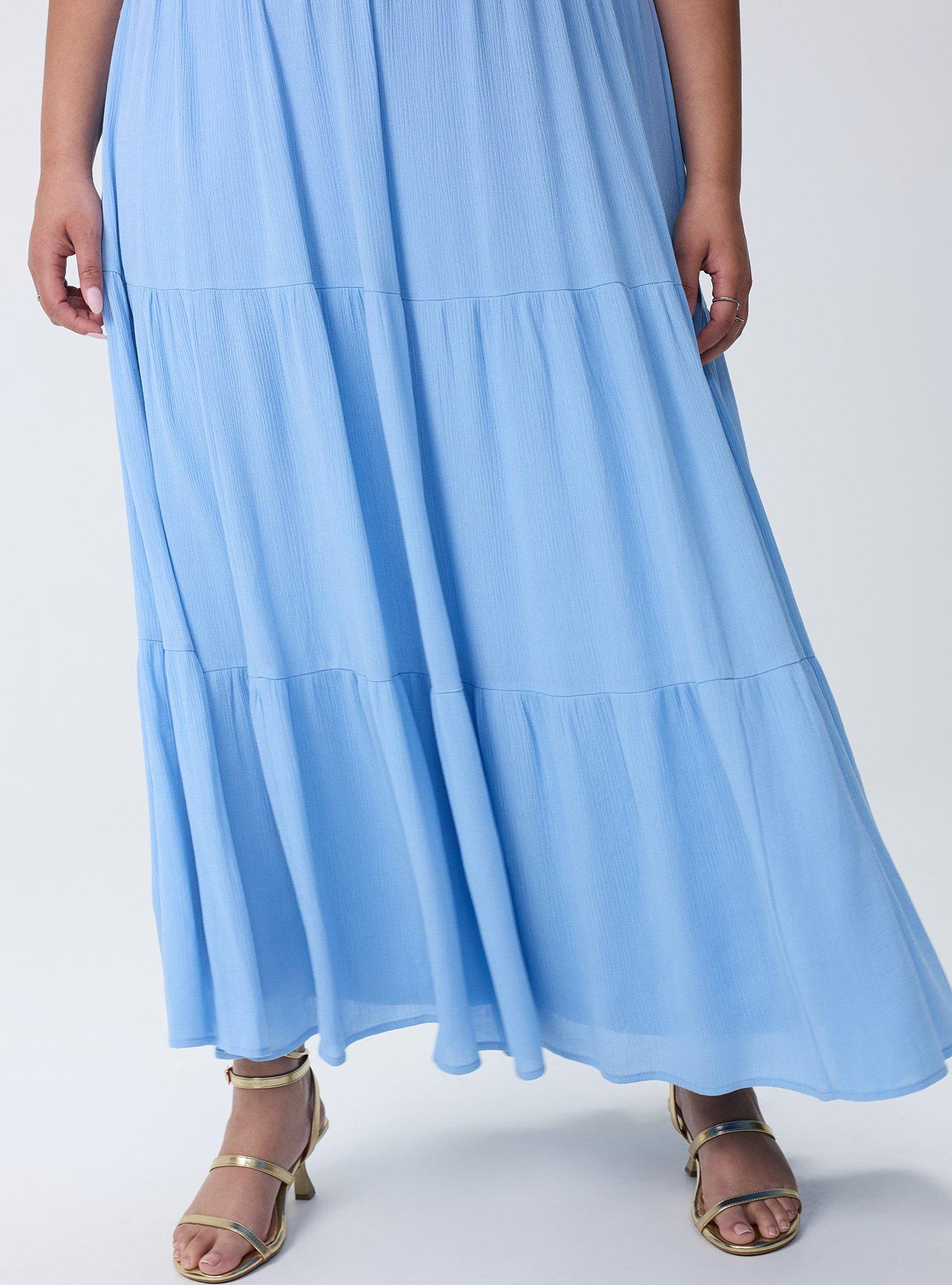 Tiered Gauze Maxi Dress, PLACID BLUE, alternate