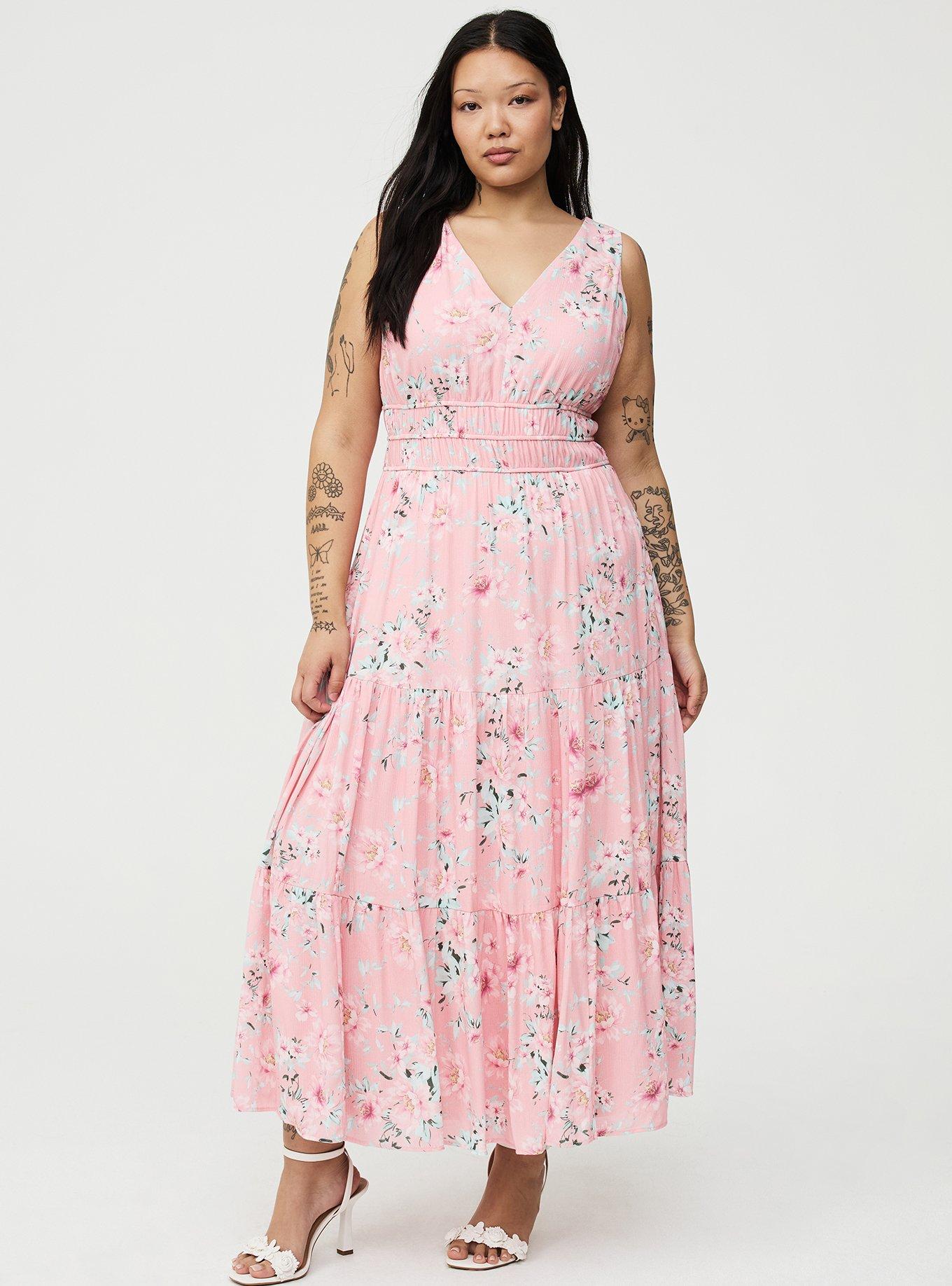 Tiered Gauze Maxi Dress, LOLLA FLORAL PINK, hi-res