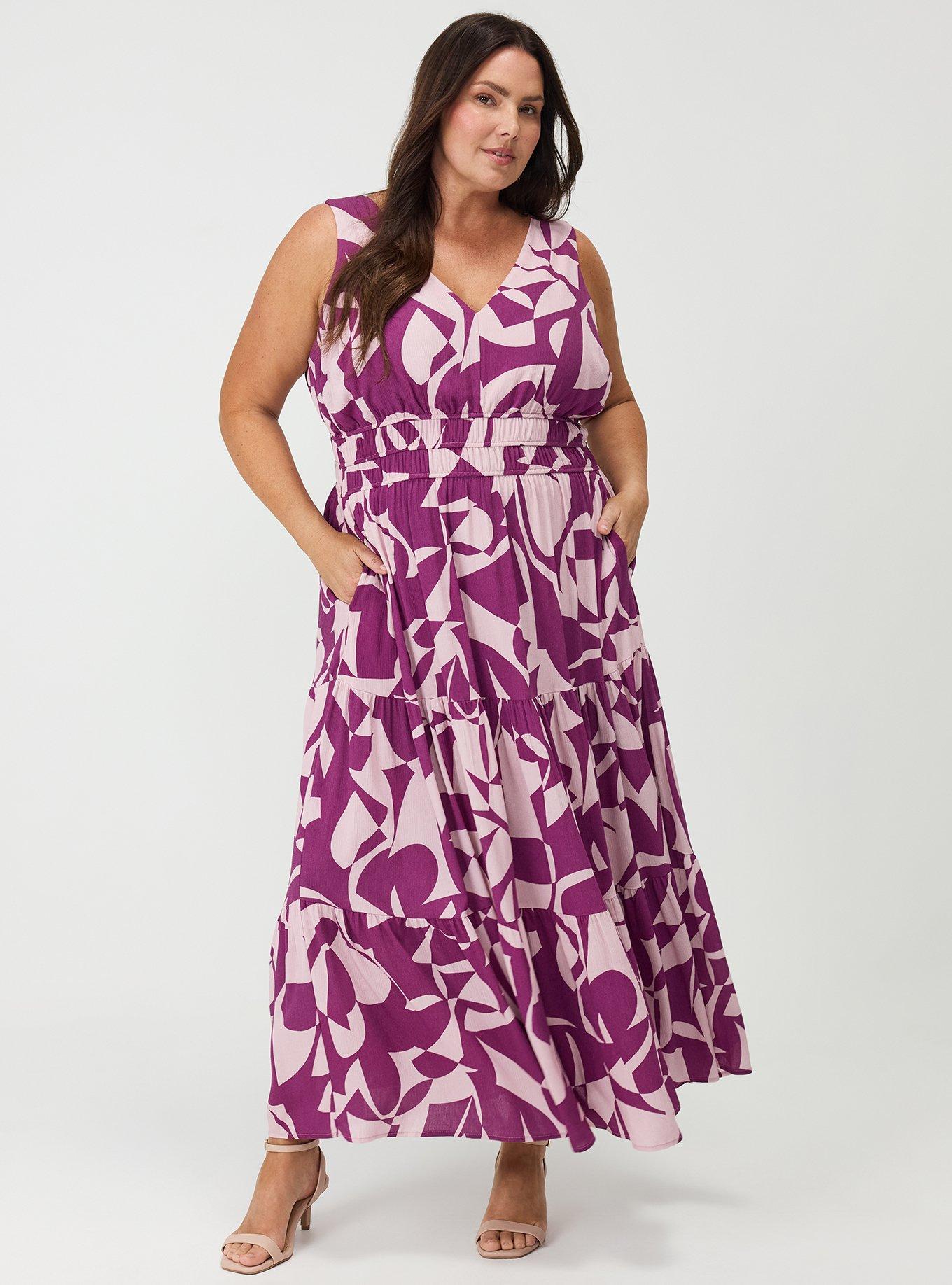Tiered Gauze Maxi Dress, CALI GEO PINK, alternate