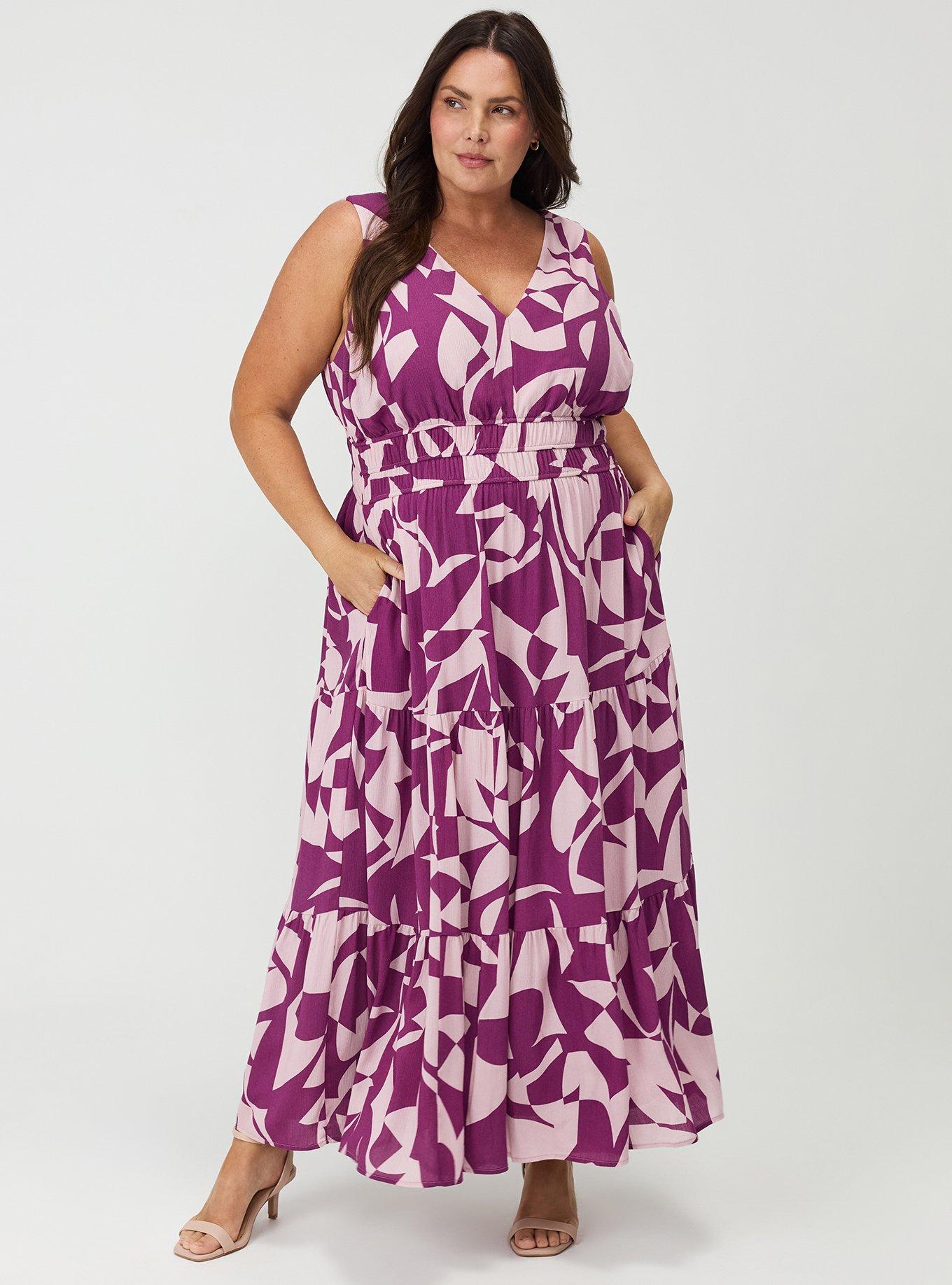 Tiered Gauze Maxi Dress, CALI GEO PINK, hi-res