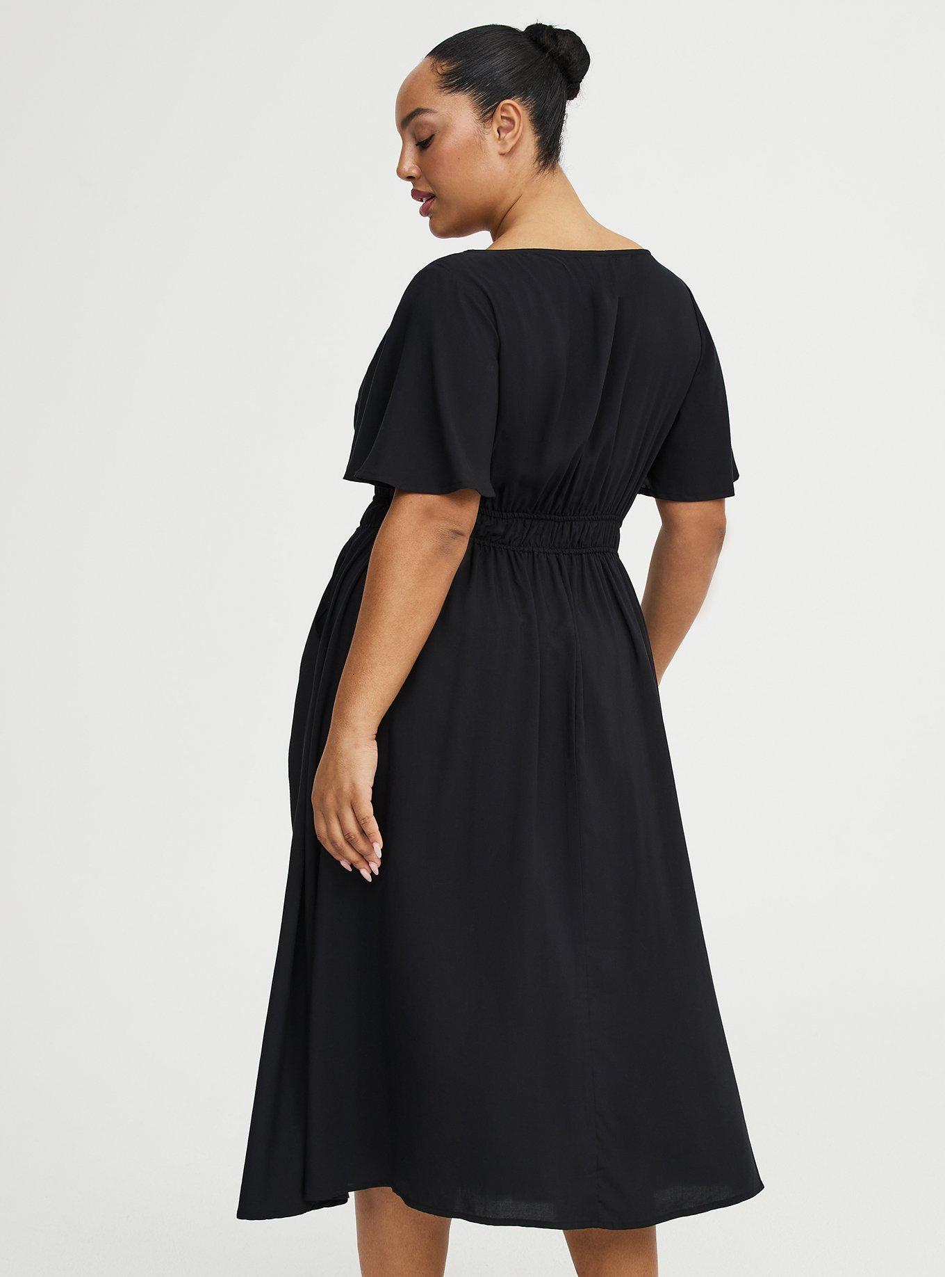 Button Down Midi Dress, DEEP BLACK, alternate