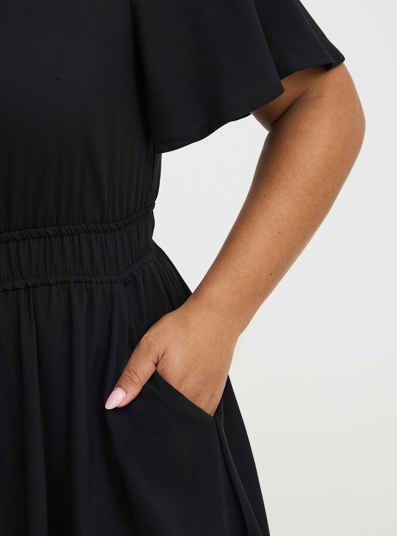 Button Down Midi Dress, DEEP BLACK, alternate