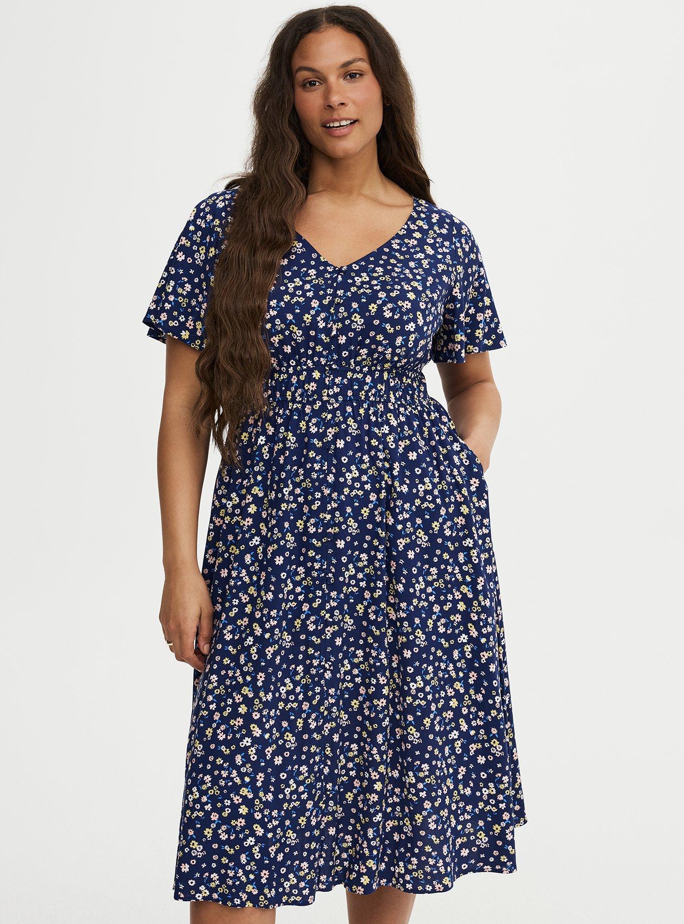 Button Down Midi Dress, TONIGHT FLORAL NAVY, alternate