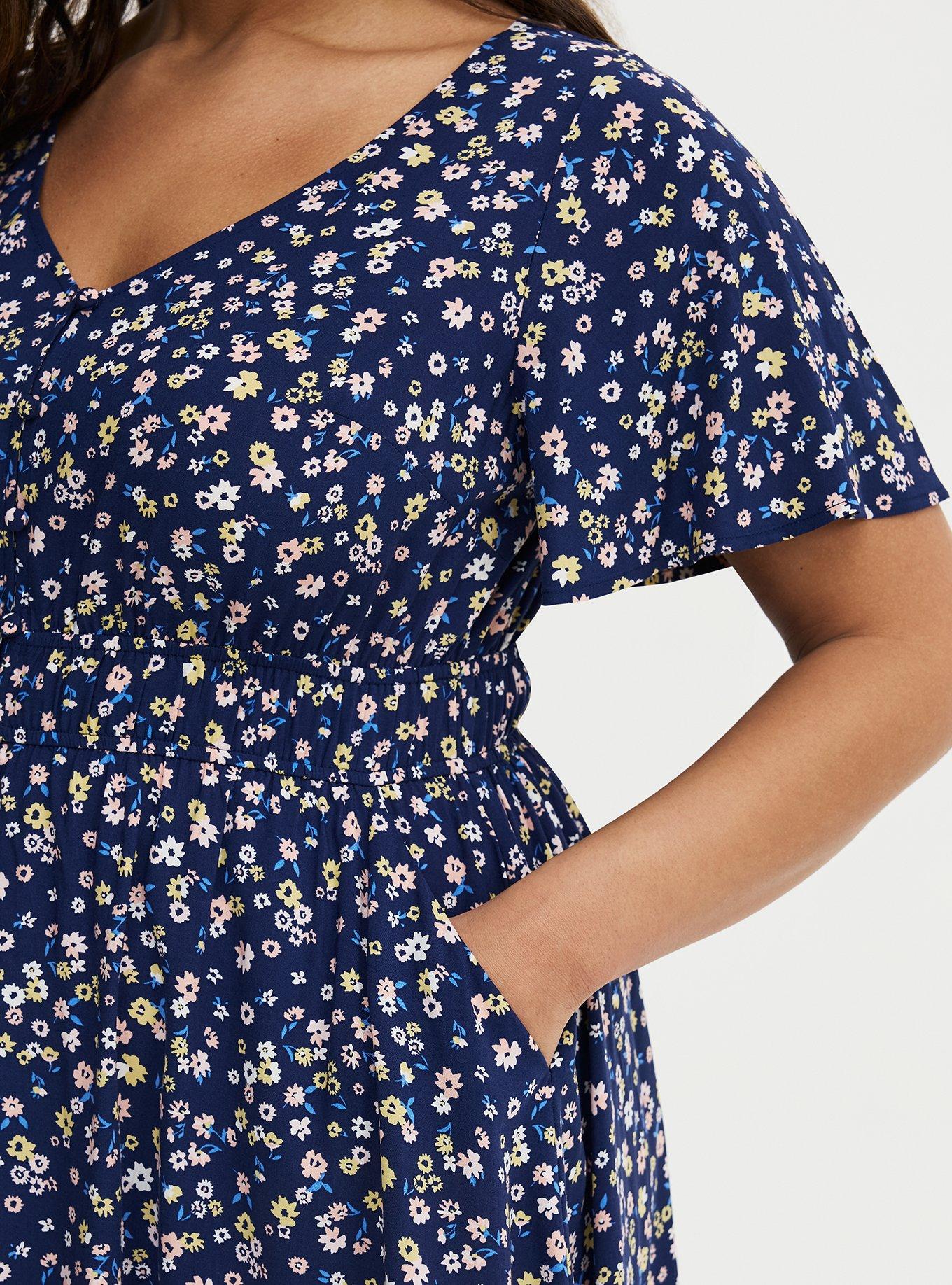 Button Down Midi Dress, TONIGHT FLORAL NAVY, alternate