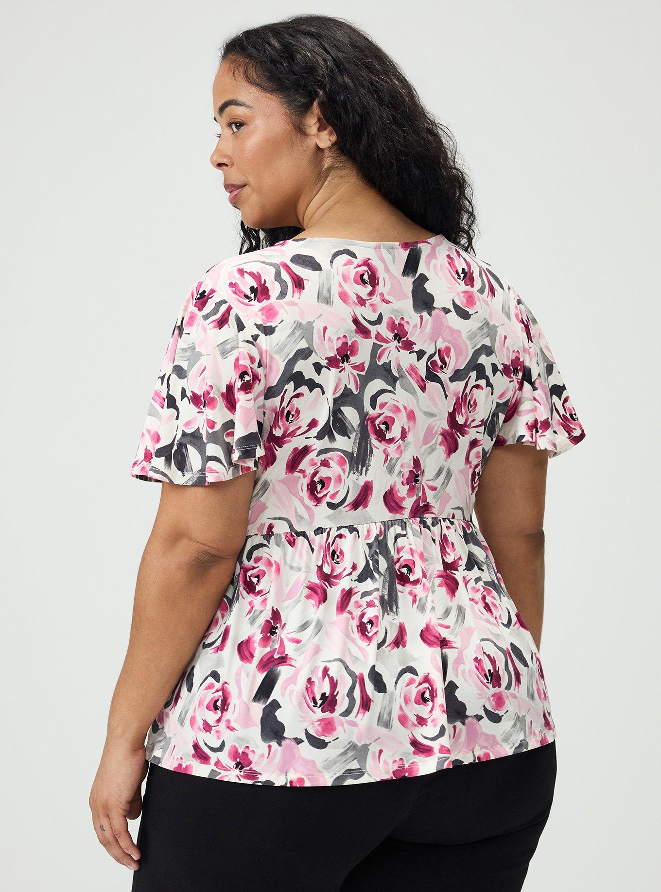 Twist Front Babydoll Top, ARTIST FLORAL WHITE, alternate