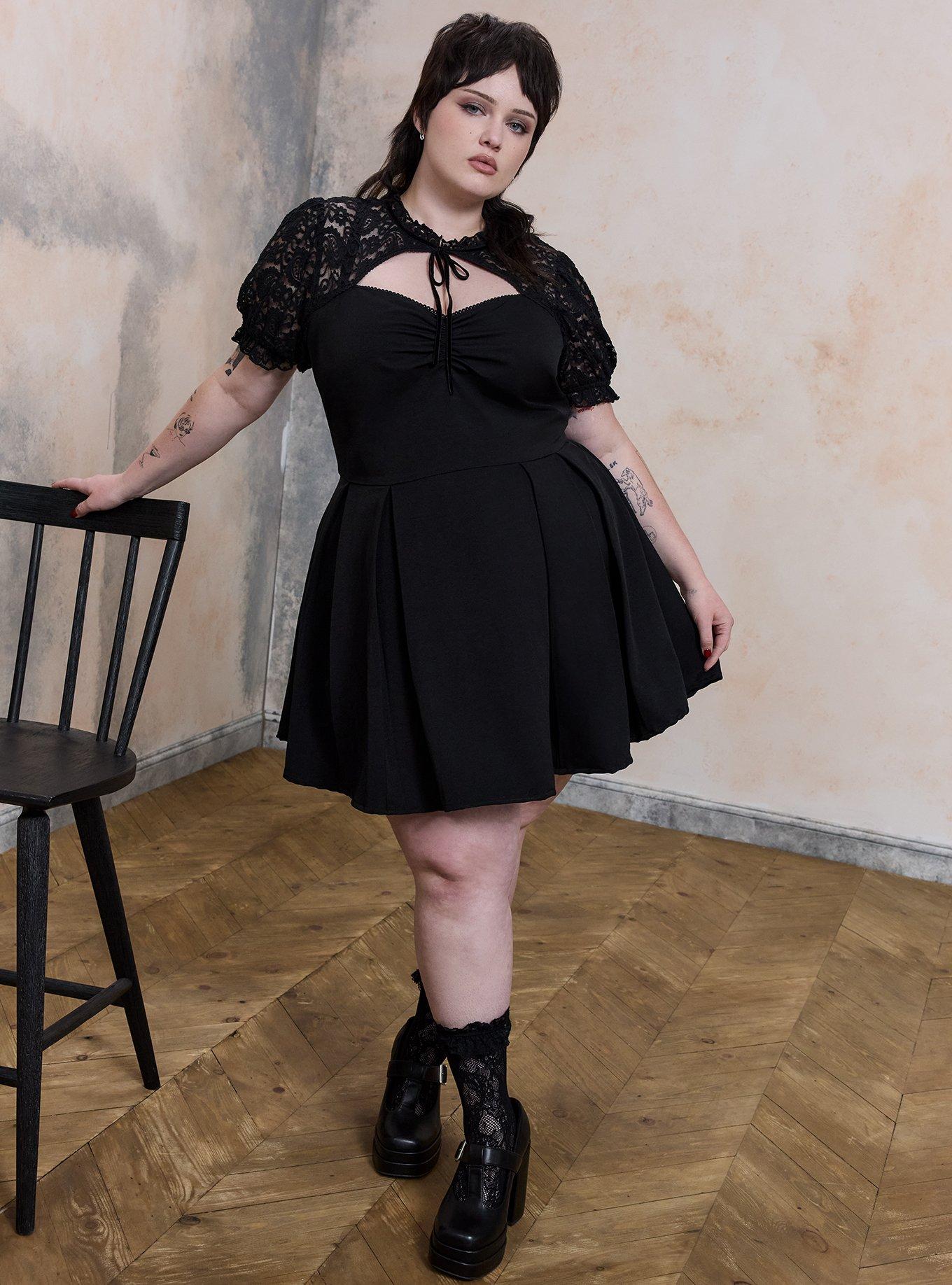 Plus Size - Nightfall Tie-Front Lace Detail Mini Dress - Torrid