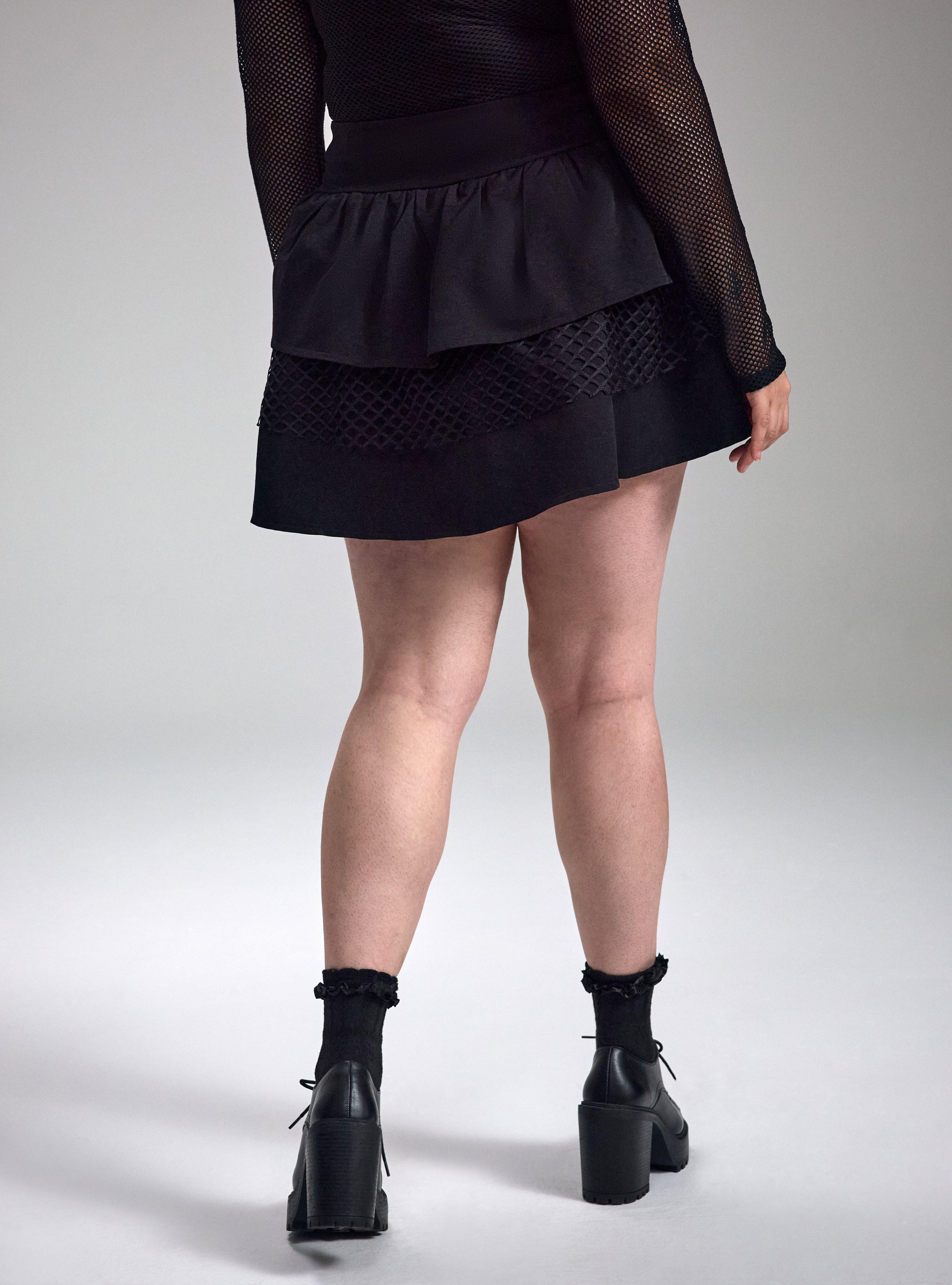 Nightfall Lace-Up Mini Skirt, DEEP BLACK, alternate