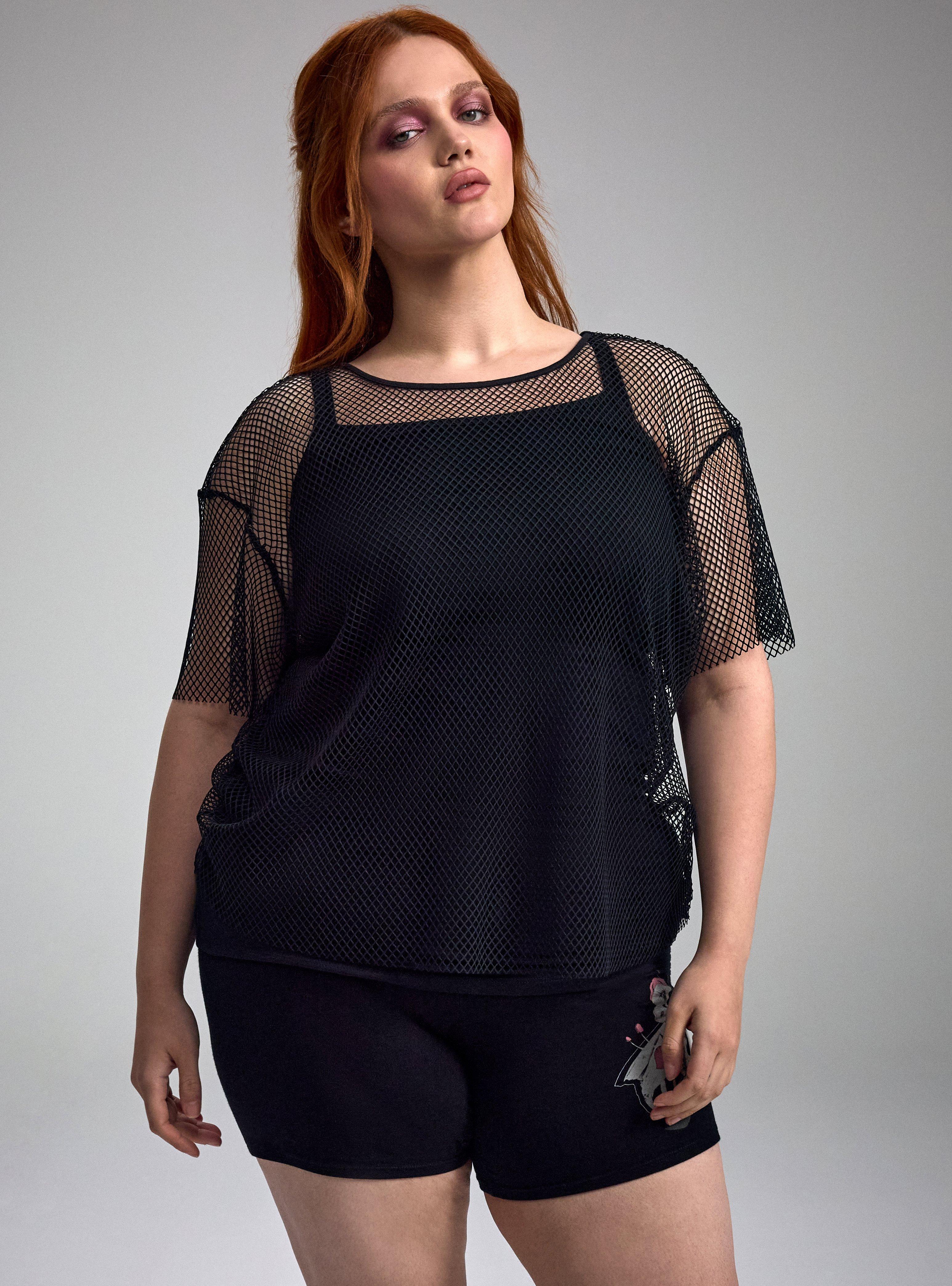 Nightfall Fishnet Tee, DEEP BLACK, hi-res