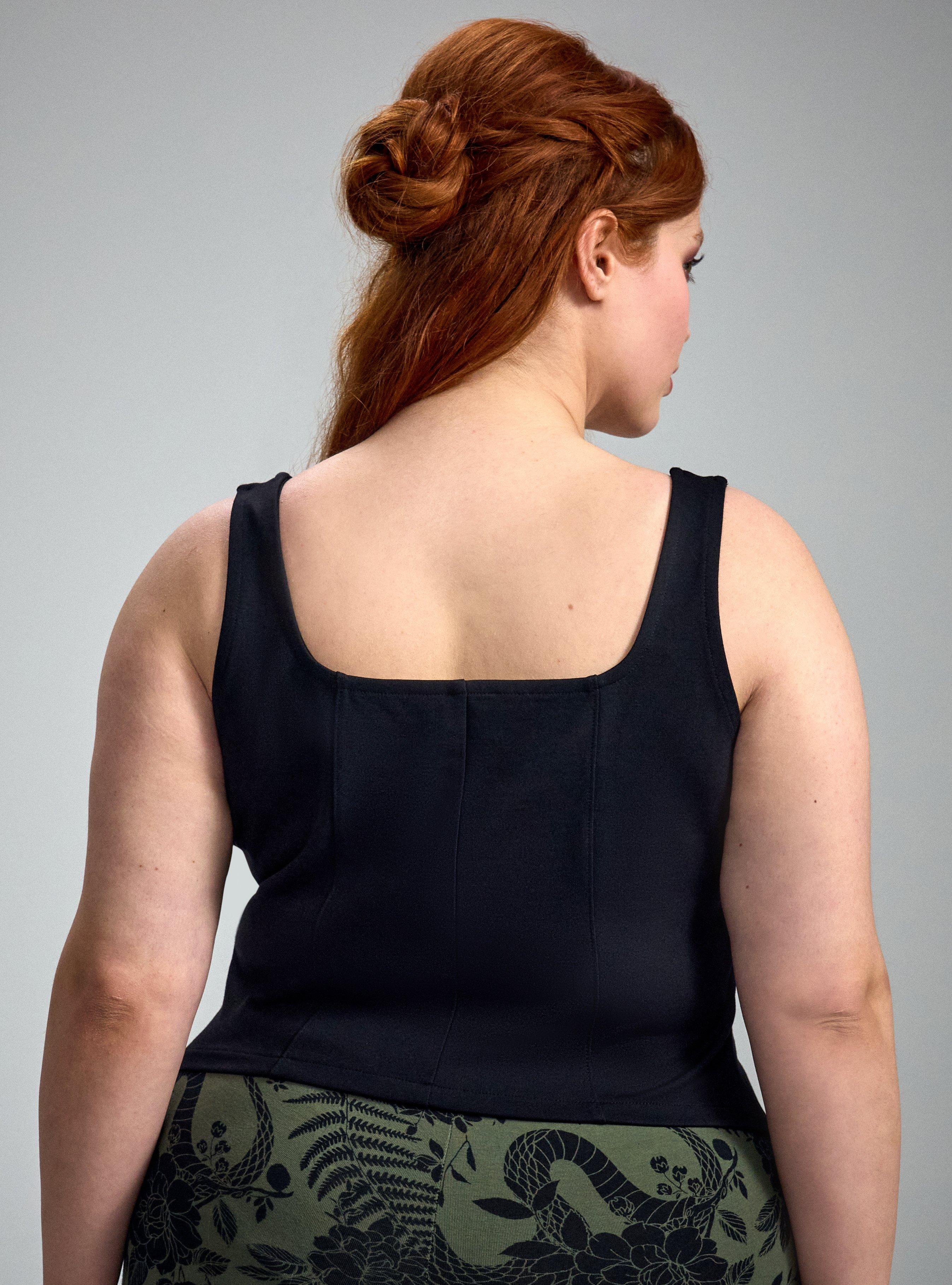 Nightfall Buckle Strap Corset Top, DEEP BLACK, alternate