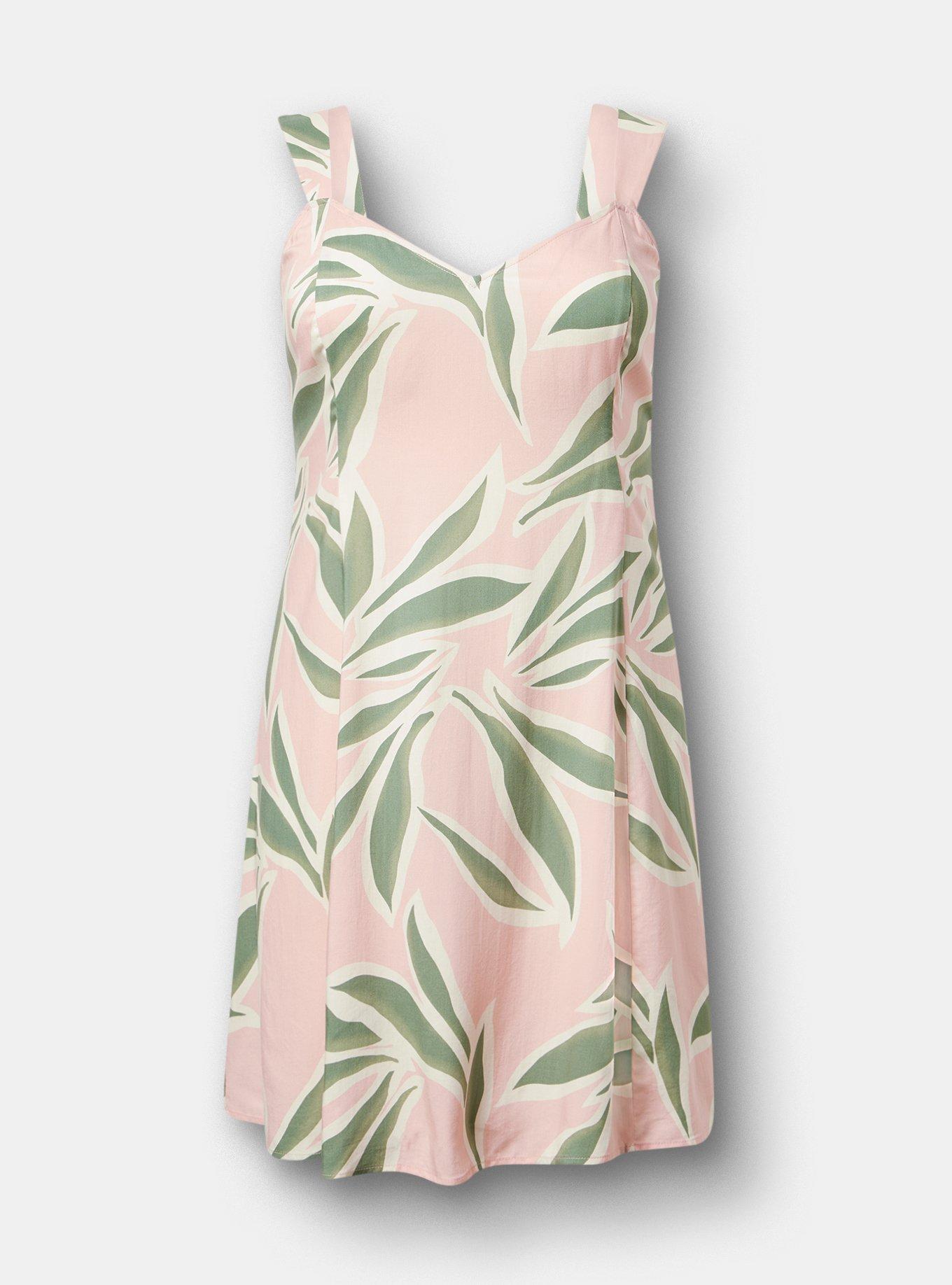 V-Neck Mini Dress, BREEZY PALMS PINK, hi-res