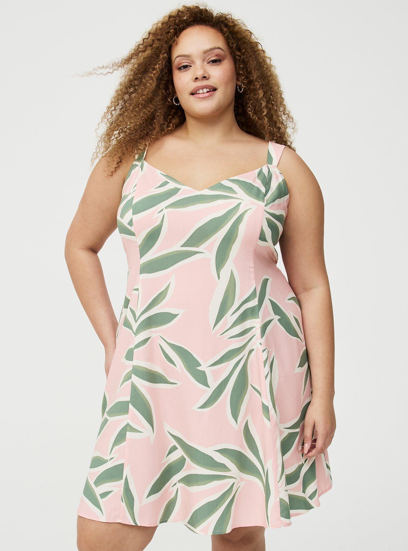 V-Neck Mini Dress, BREEZY PALMS PINK, hi-res