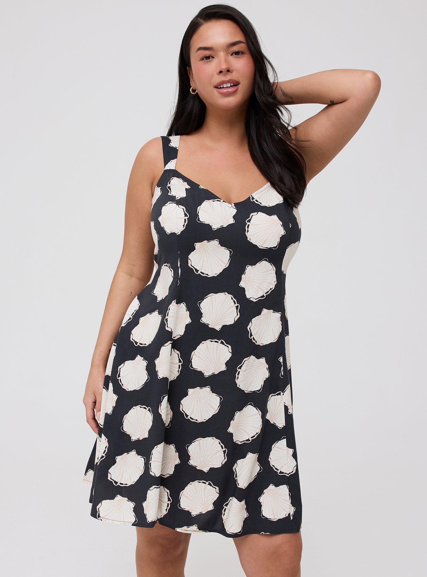 V-Neck Mini Dress, SKETCHED SEASHELLS BLACK, alternate