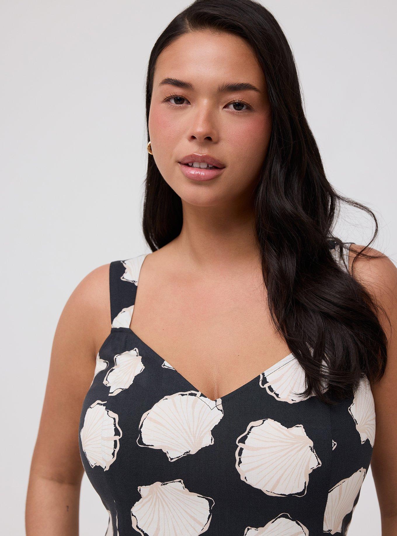 V-Neck Mini Dress, SKETCHED SEASHELLS BLACK, alternate