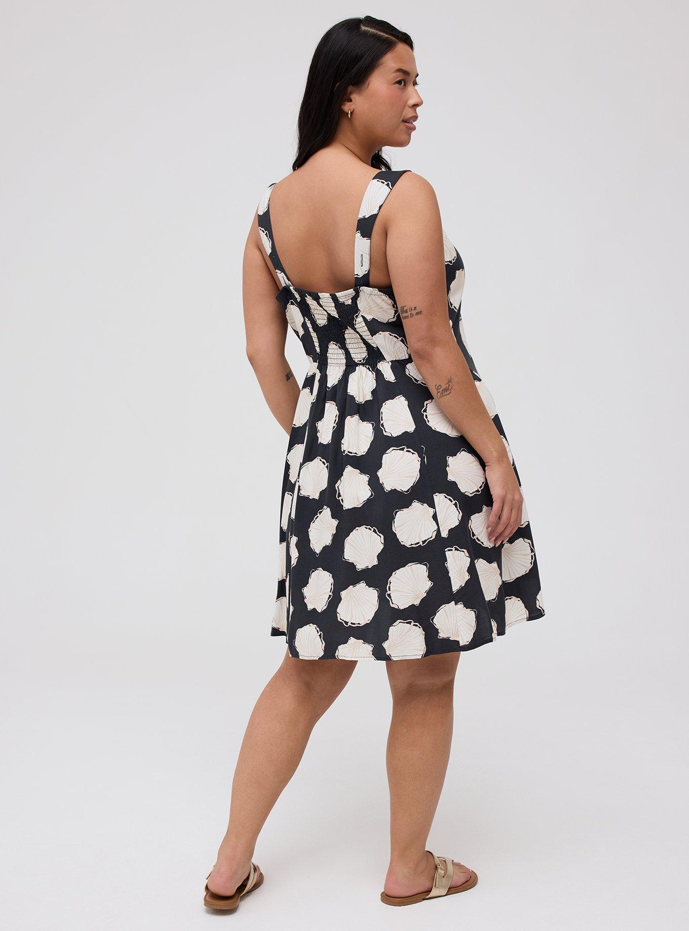 V-Neck Mini Dress, SKETCHED SEASHELLS BLACK, alternate