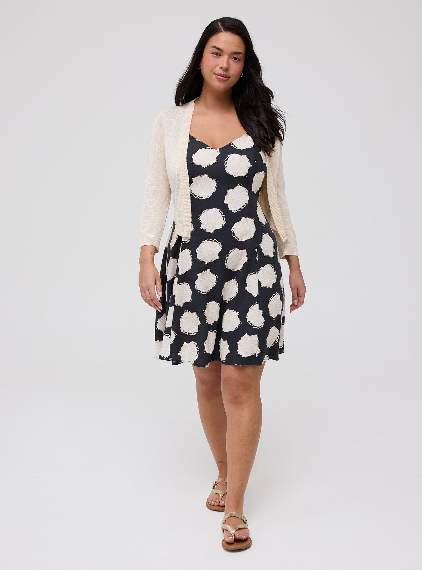 V-Neck Mini Dress, SKETCHED SEASHELLS BLACK, alternate