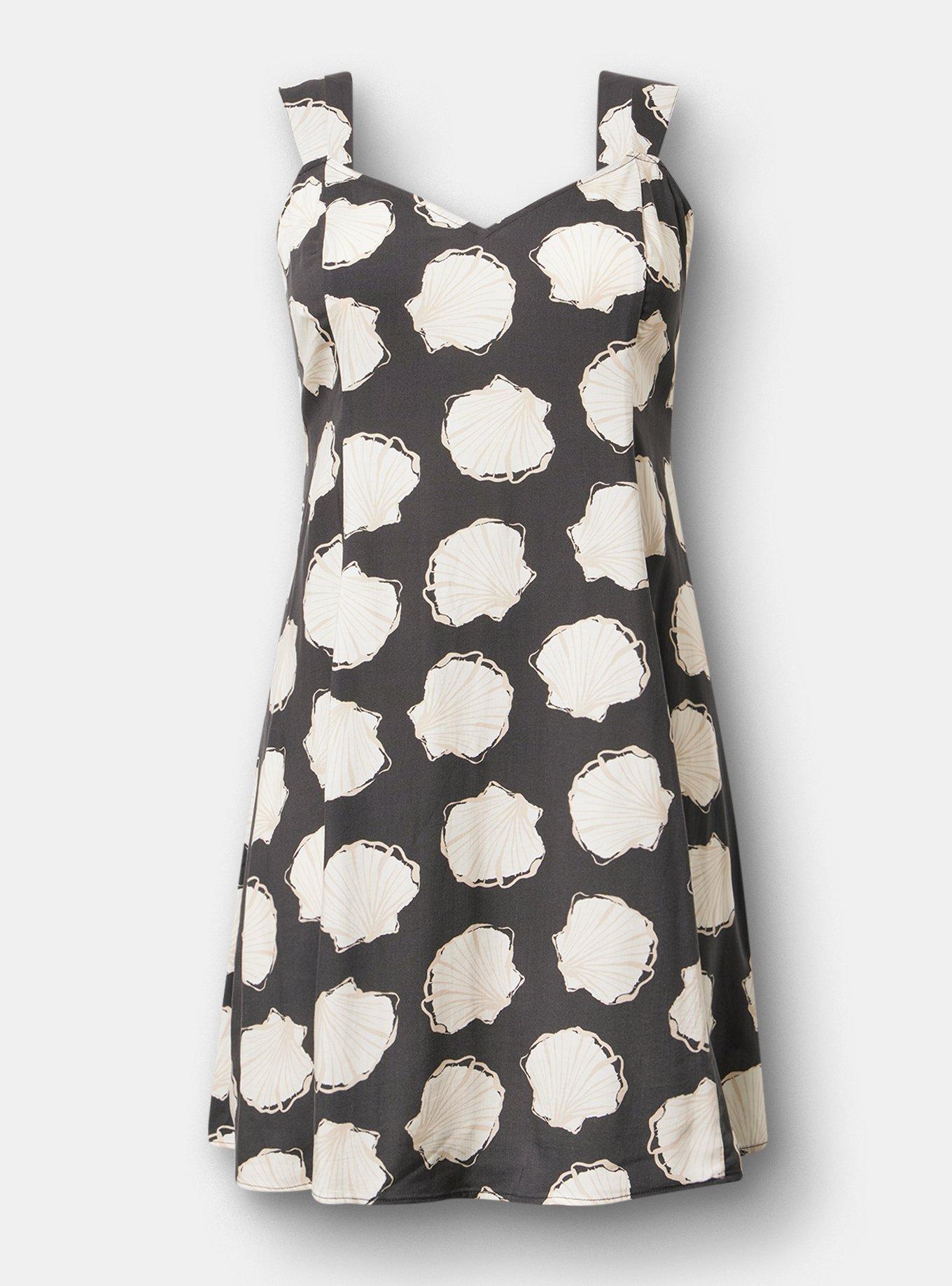 V-Neck Mini Dress, SKETCHED SEASHELLS BLACK, hi-res