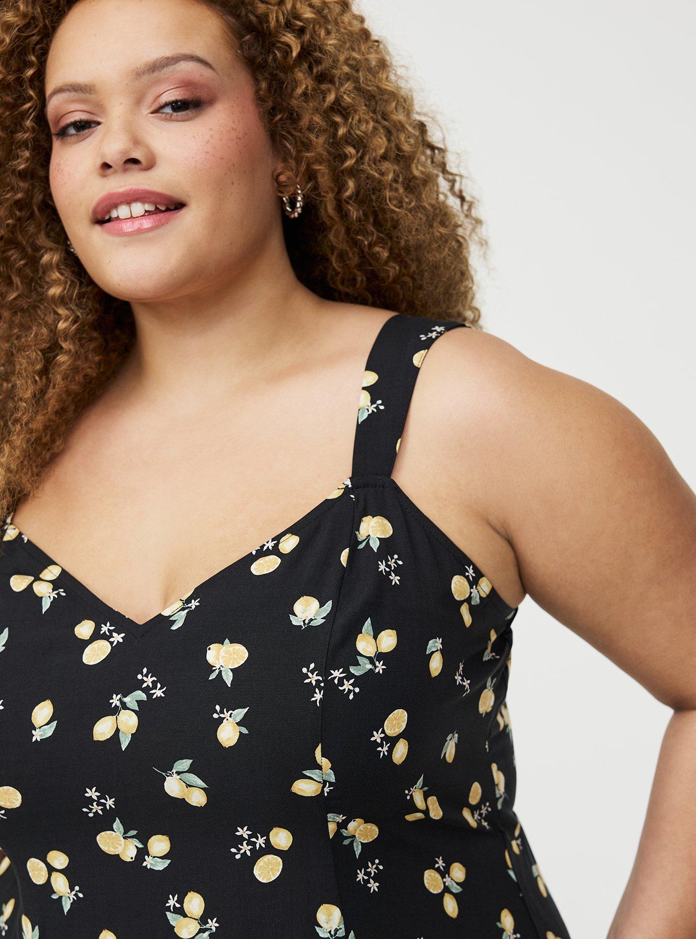 V-Neck Mini Dress, LOTTA LEMONS BLACK, alternate