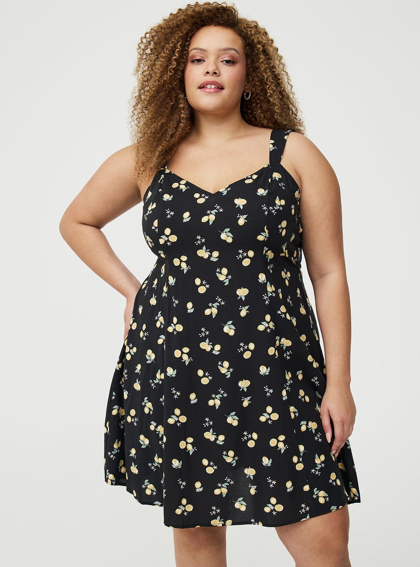 V-Neck Mini Dress, LOTTA LEMONS BLACK, alternate