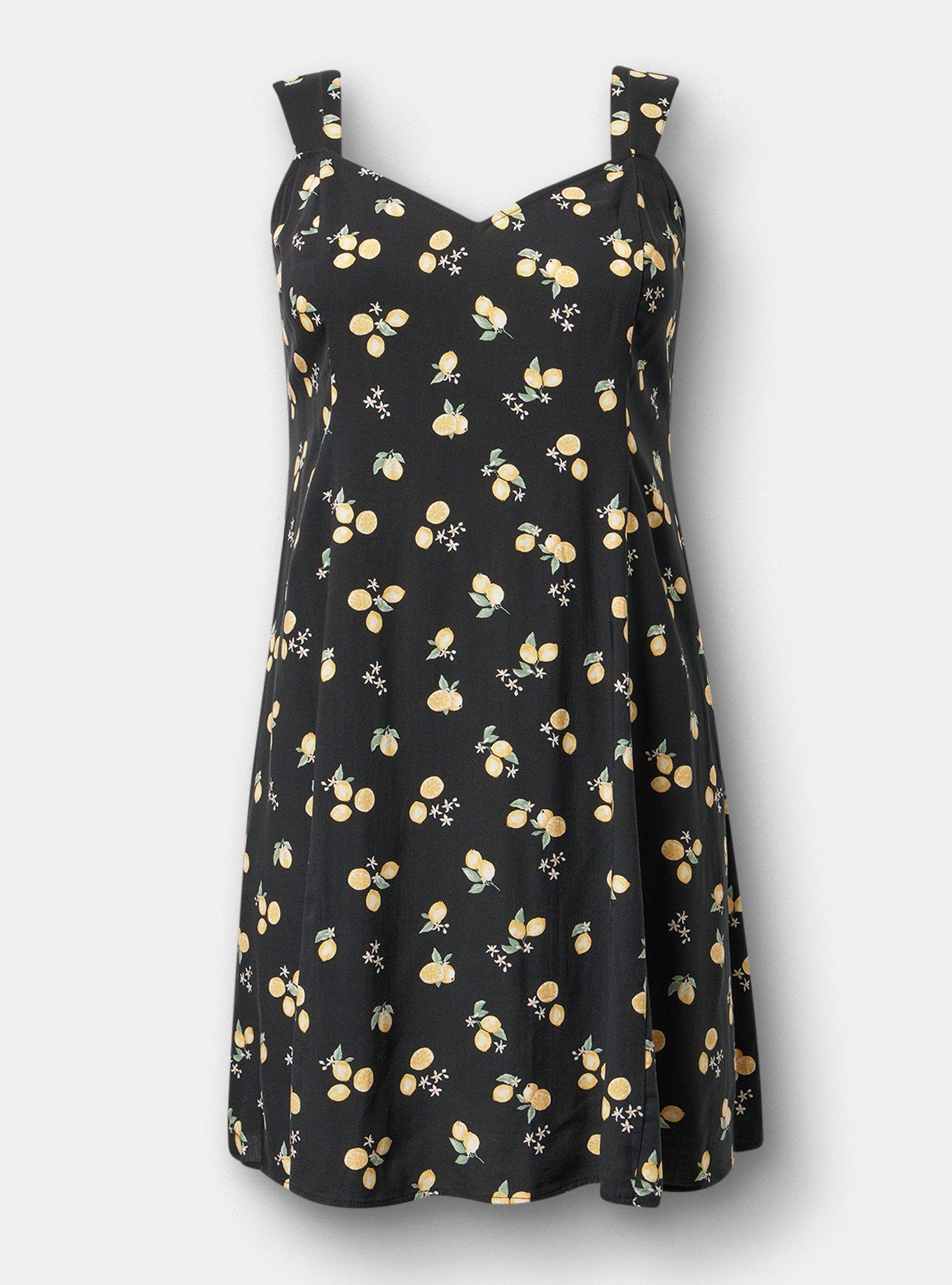 V-Neck Mini Dress, LOTTA LEMONS BLACK, hi-res