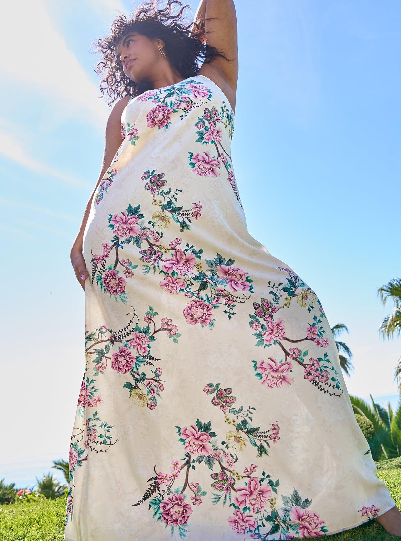 Studio Slip Maxi Dress, FRESCO GARDEN FLORAL IVORY, hi-res