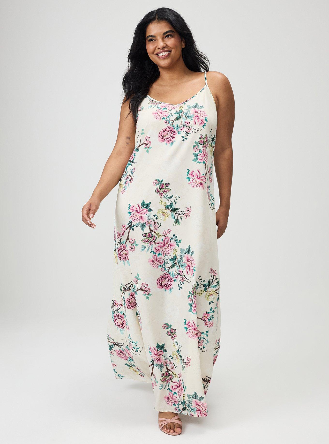 Studio Slip Maxi Dress, FRESCO GARDEN FLORAL IVORY, hi-res