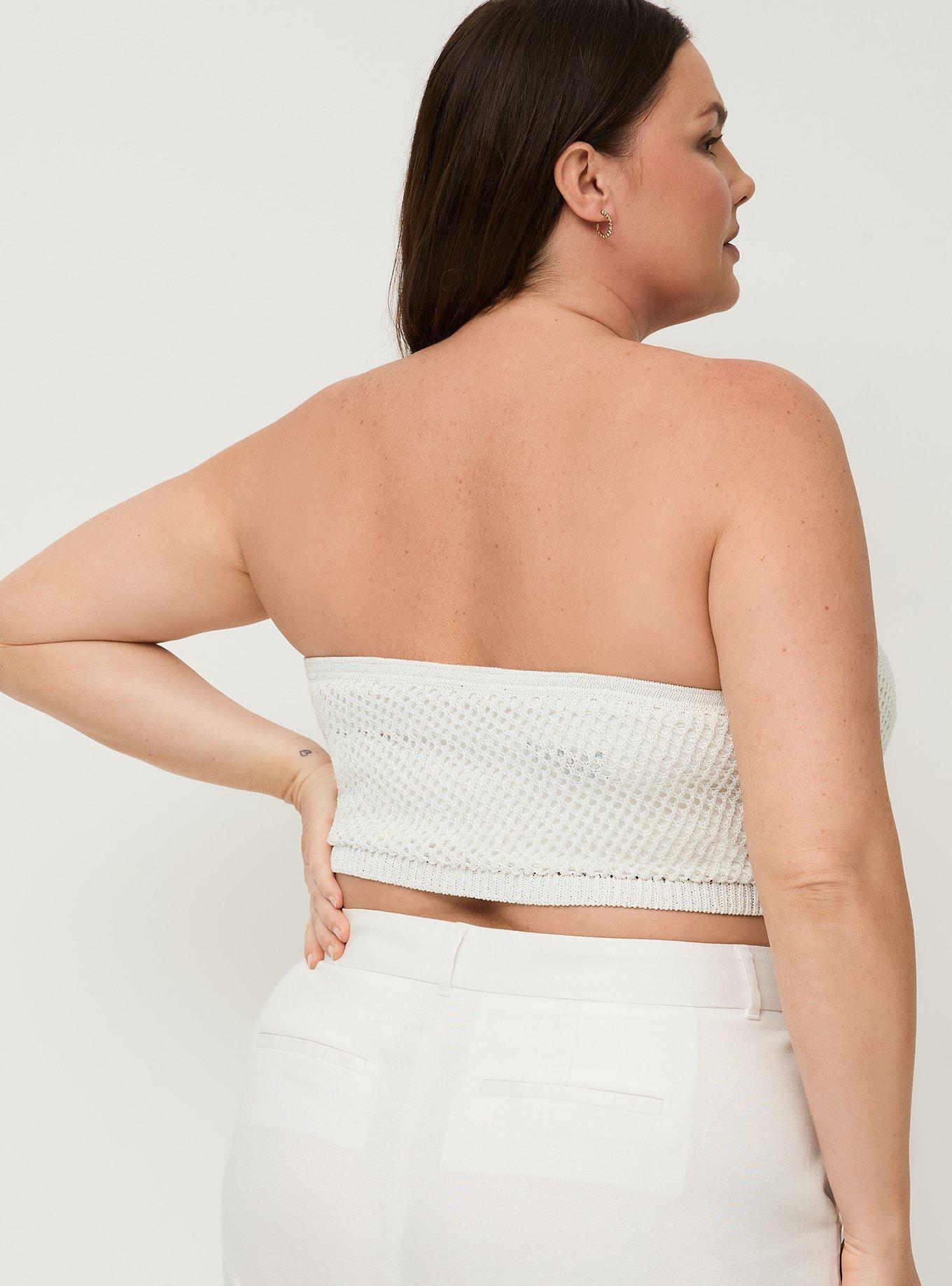 Studio Metallic Open Knit Bandeau Top, SILVER, alternate