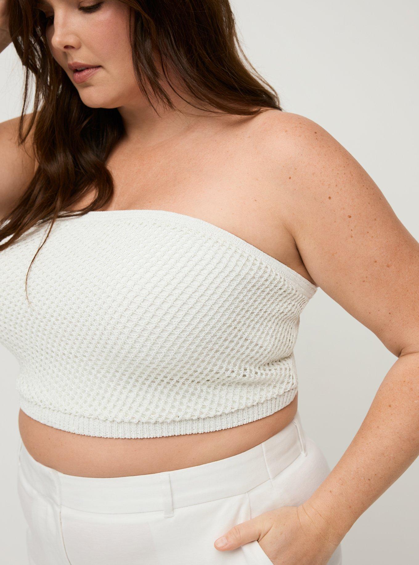 Studio Metallic Open Knit Bandeau Top, SILVER, alternate