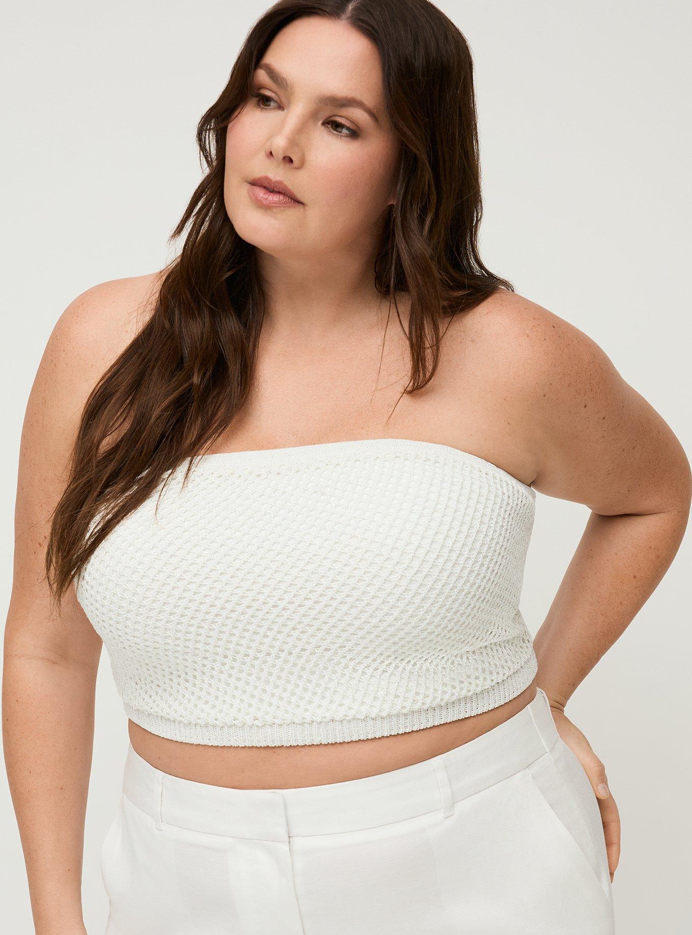 Studio Metallic Open Knit Bandeau Top, SILVER, alternate