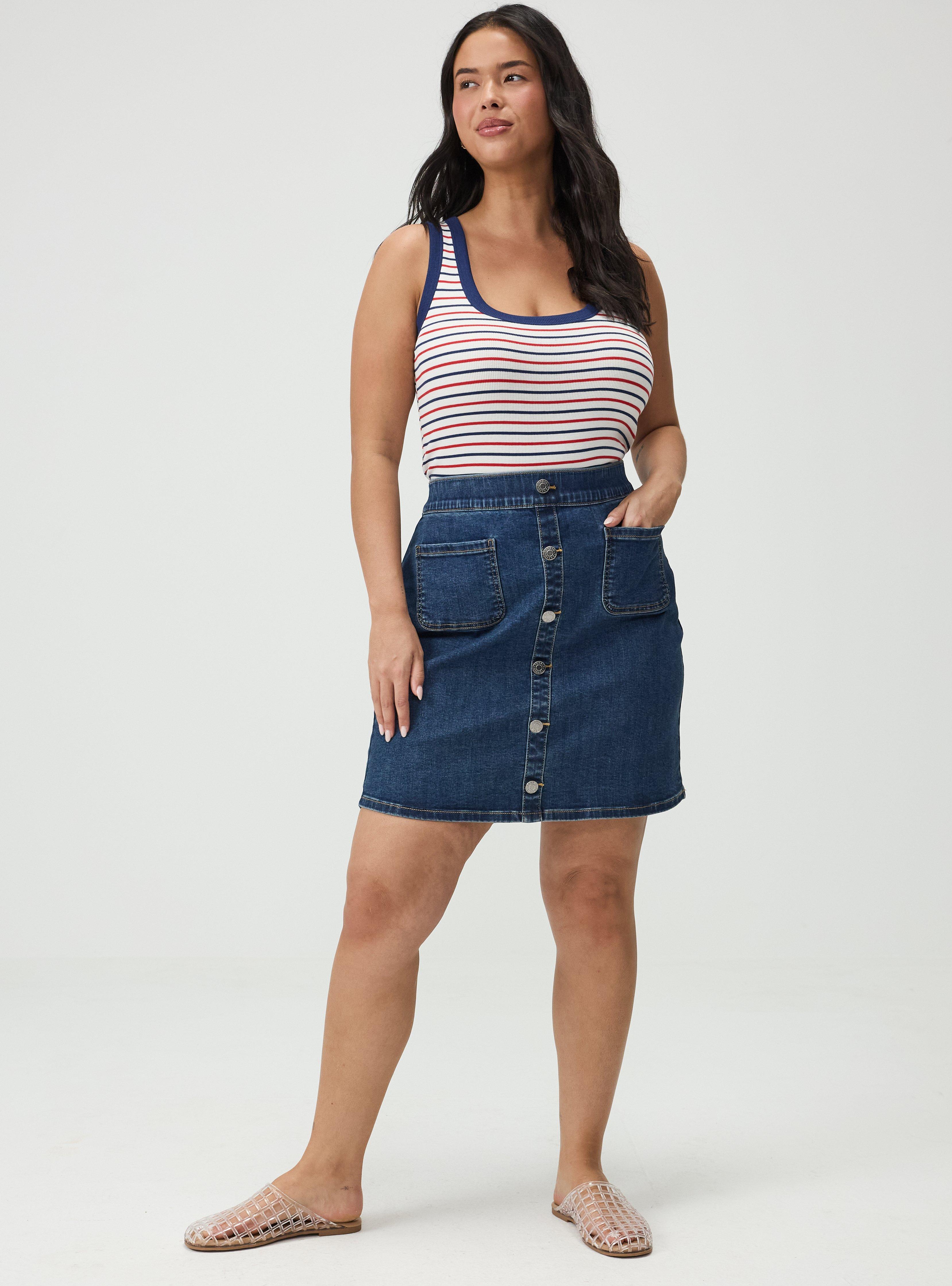 Denim Button Front Mini Skirt, JUPITER, alternate