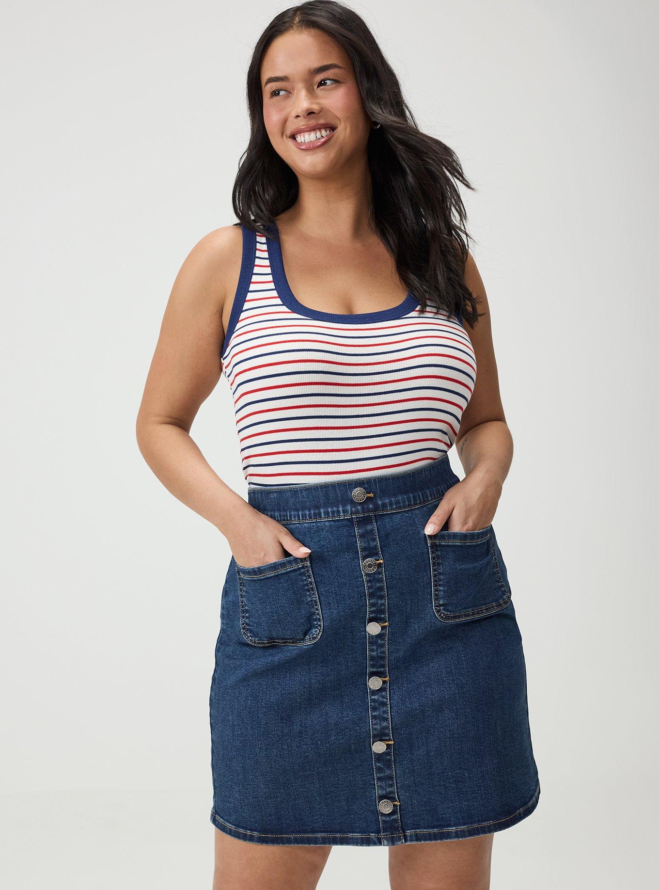 Plus Size - Denim Button Front Mini Skirt - Torrid