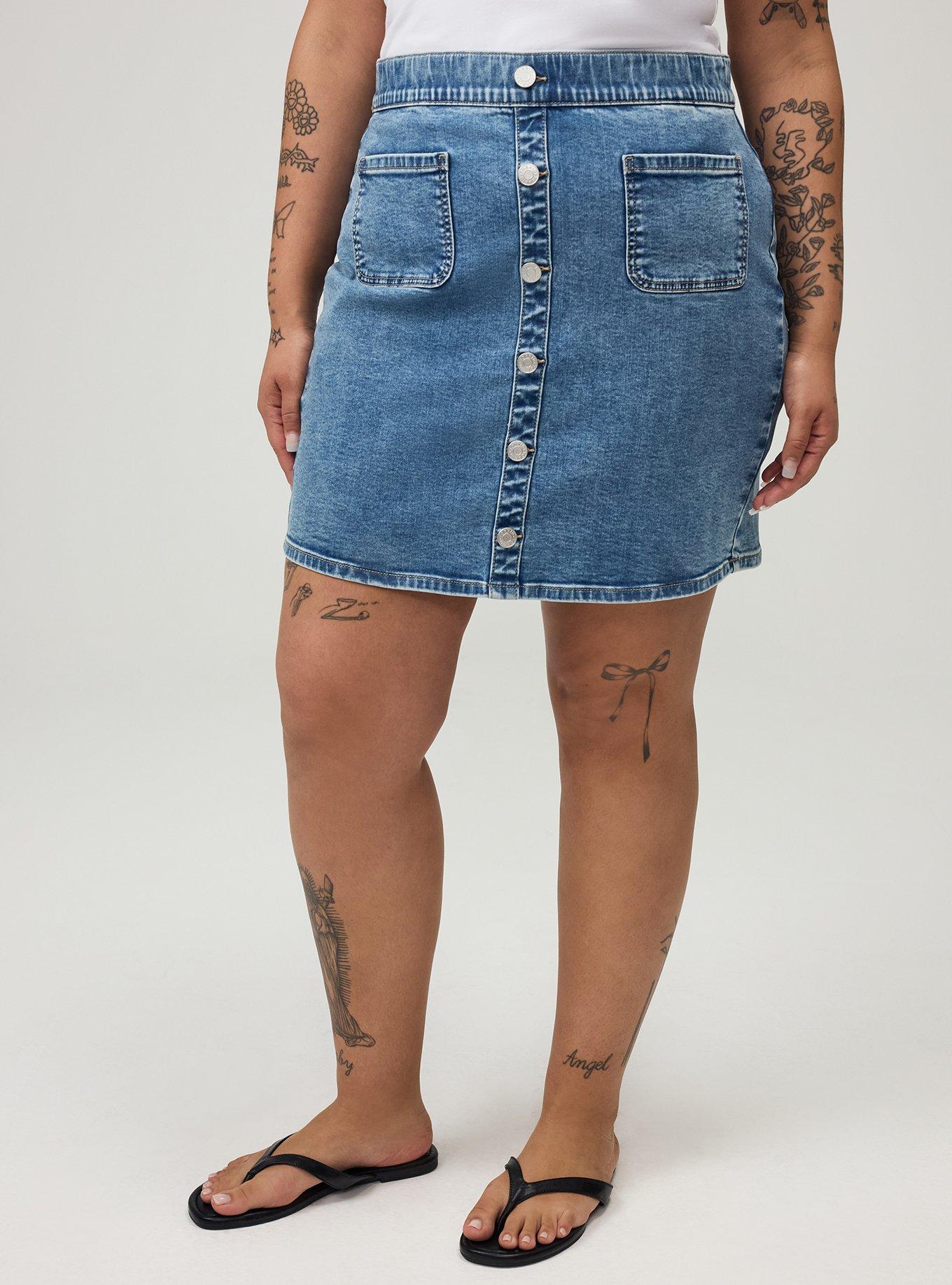 Denim Button Front Mini Skirt, MIDHEAVEN, alternate