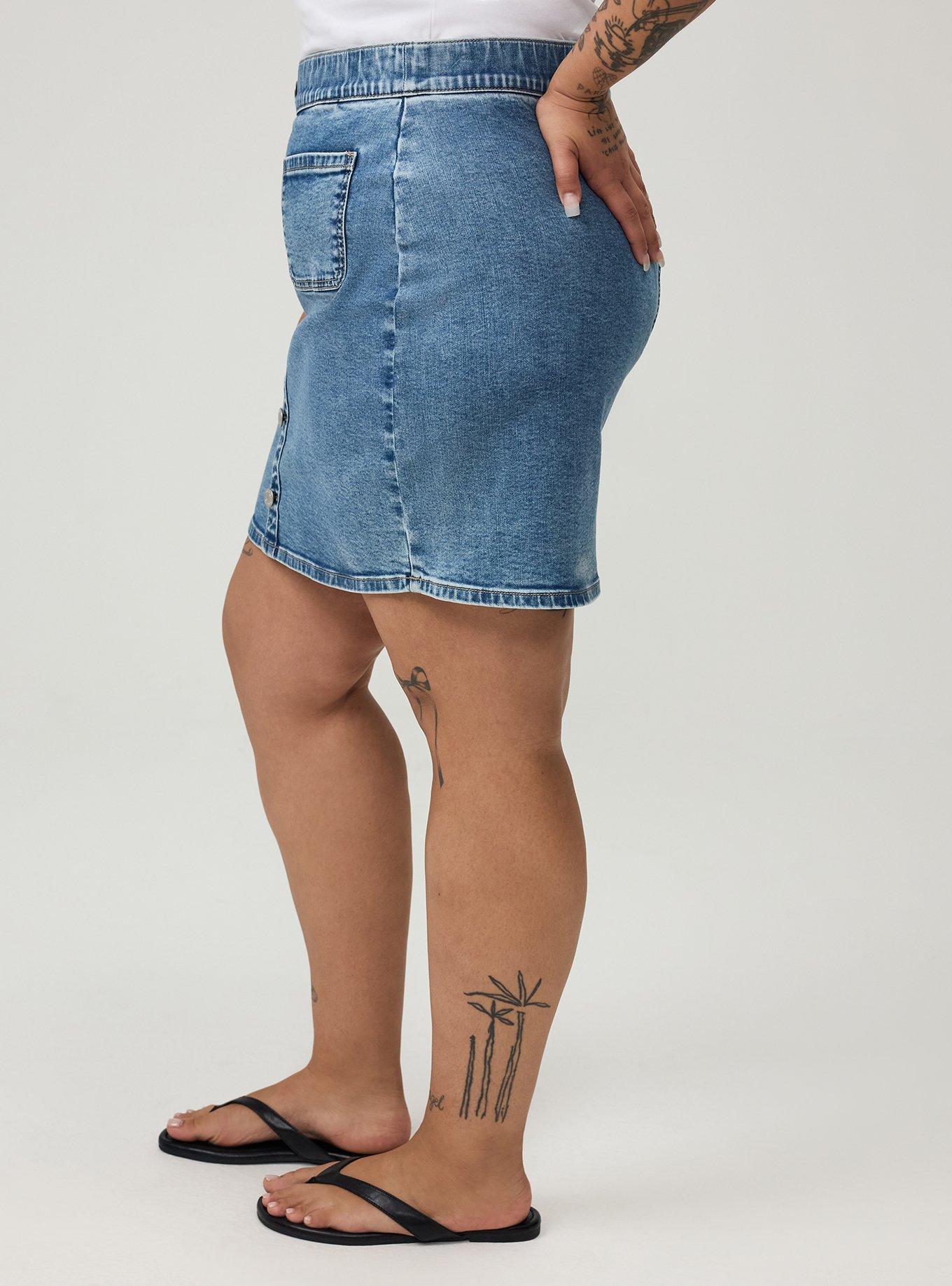Denim Button Front Mini Skirt, MIDHEAVEN, alternate