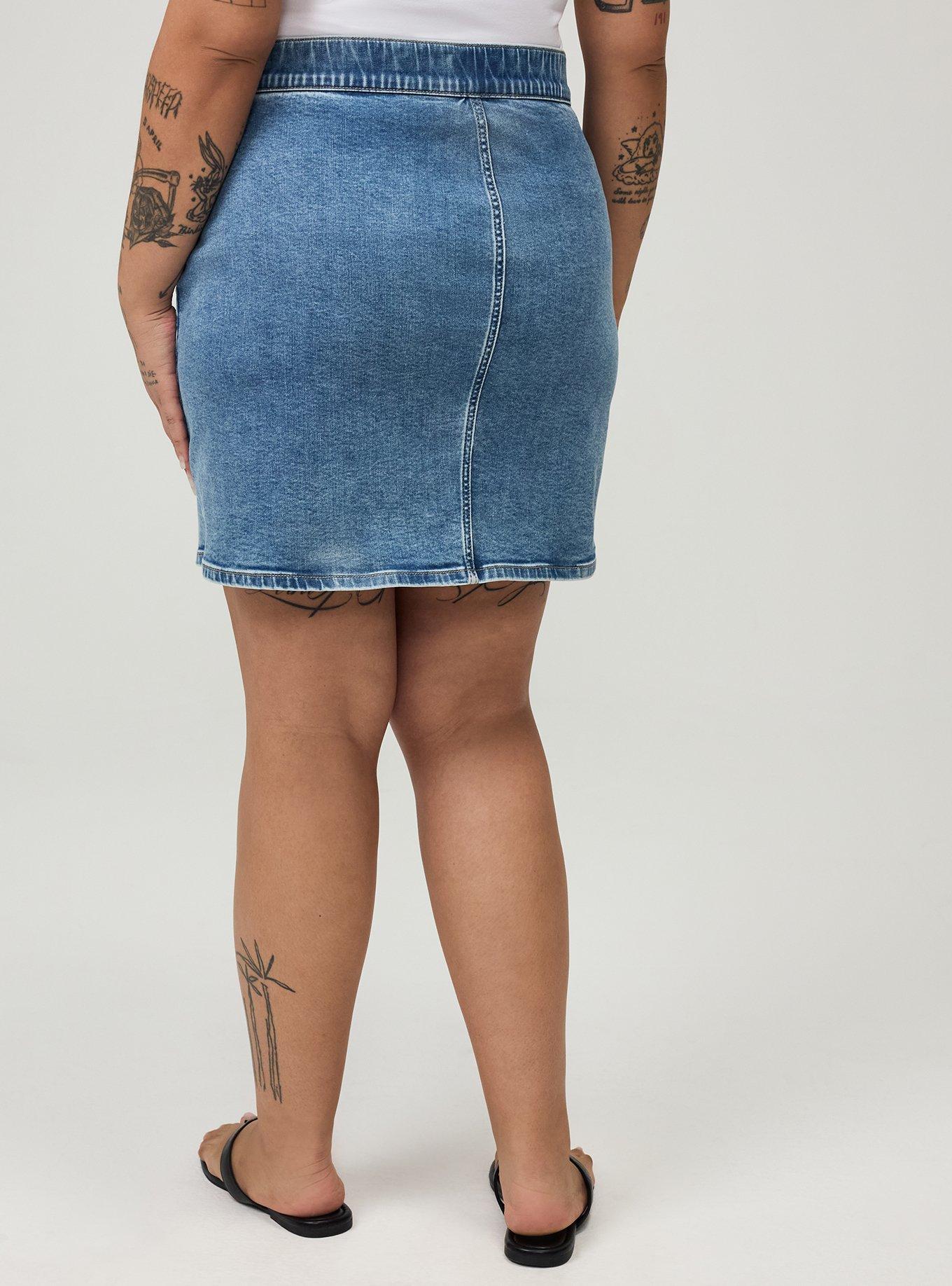 Denim Button Front Mini Skirt, MIDHEAVEN, alternate