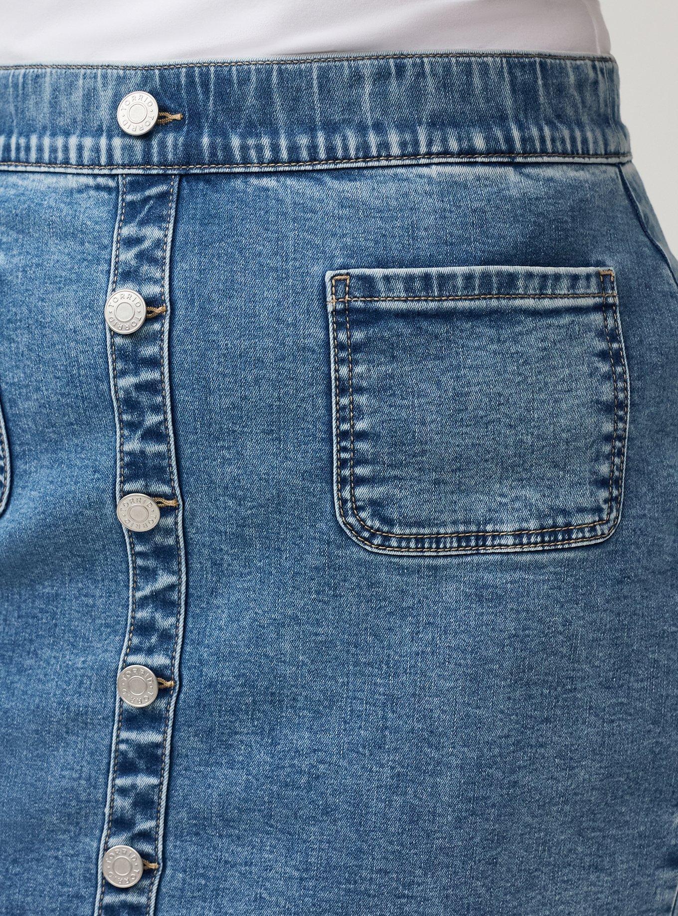 Denim Button Front Mini Skirt, MIDHEAVEN, alternate