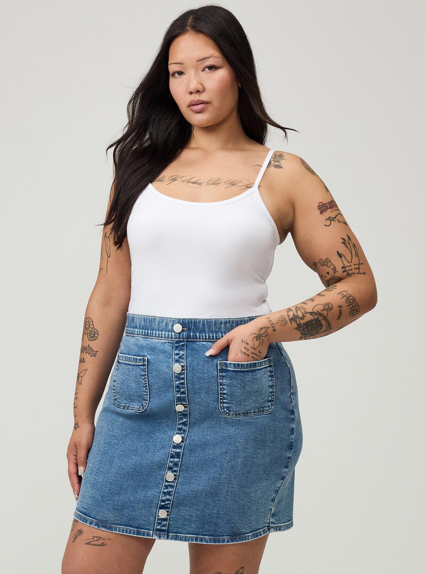 Denim Button Front Mini Skirt, MIDHEAVEN, alternate