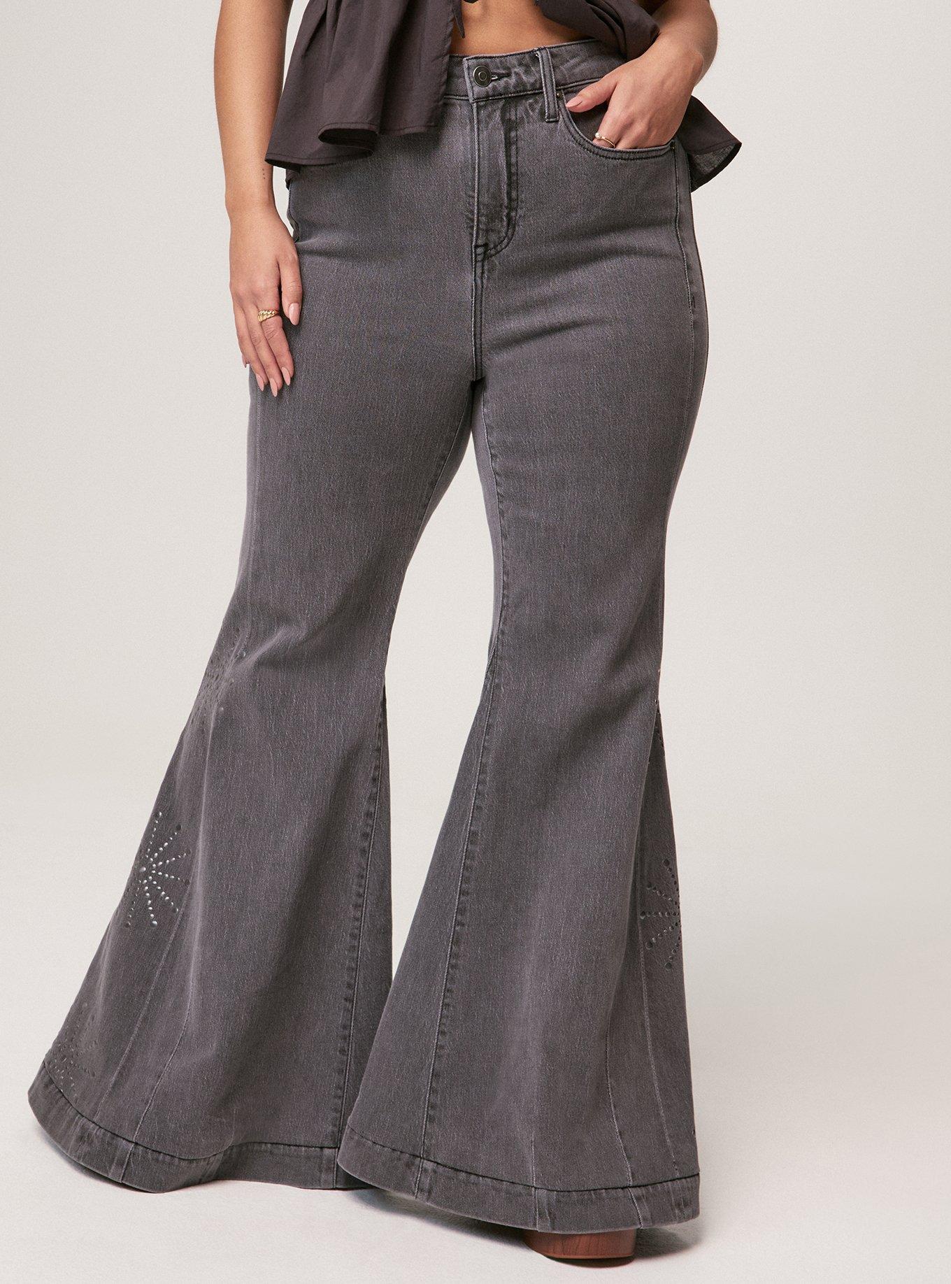 Festi Studded Sky High Super Flare Jean, BLACK STAR STUDDED, alternate