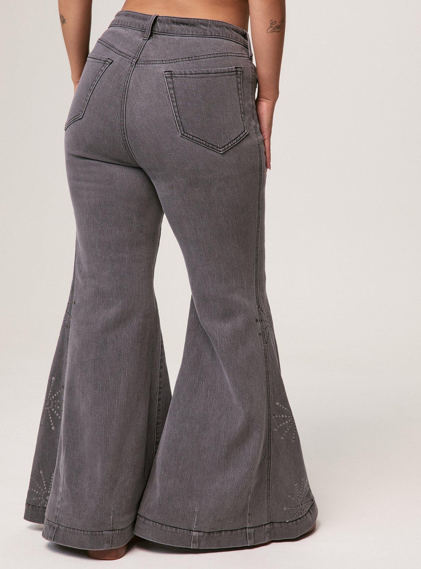 Festi Studded Sky High Super Flare Jean, BLACK STAR STUDDED, alternate