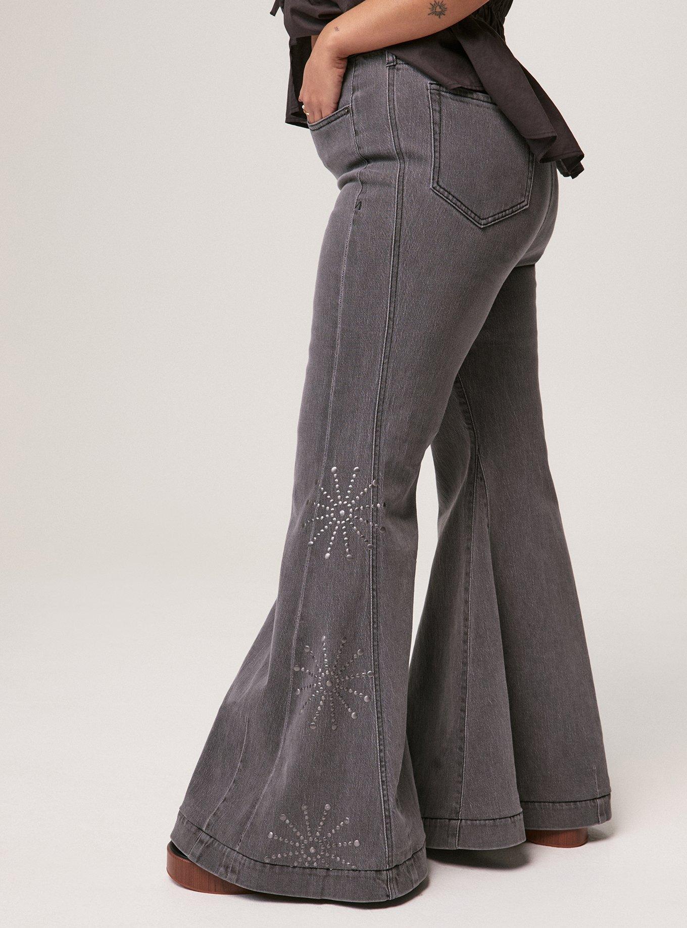 Festi Studded Sky High Super Flare Jean, BLACK STAR STUDDED, alternate