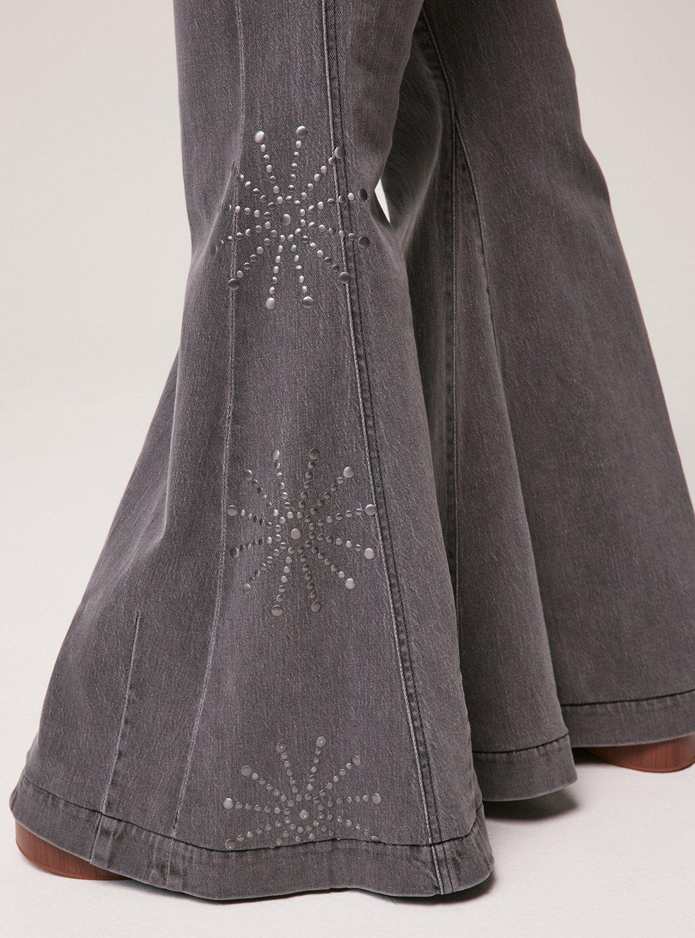 Festi Studded Sky High Super Flare Jean, BLACK STAR STUDDED, alternate
