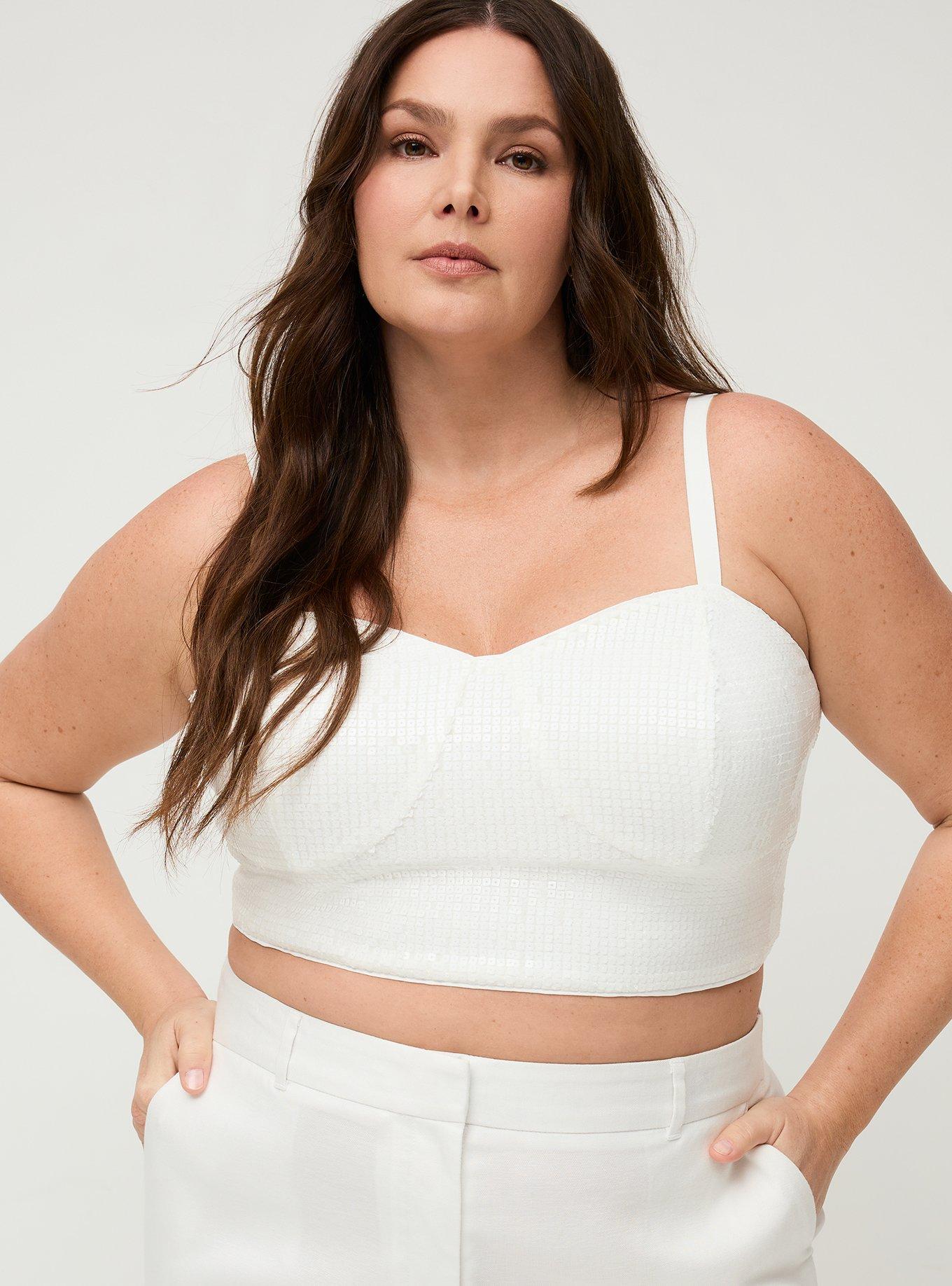 Studio Sequin Corset Bustier, BLANC DE BLANC, hi-res