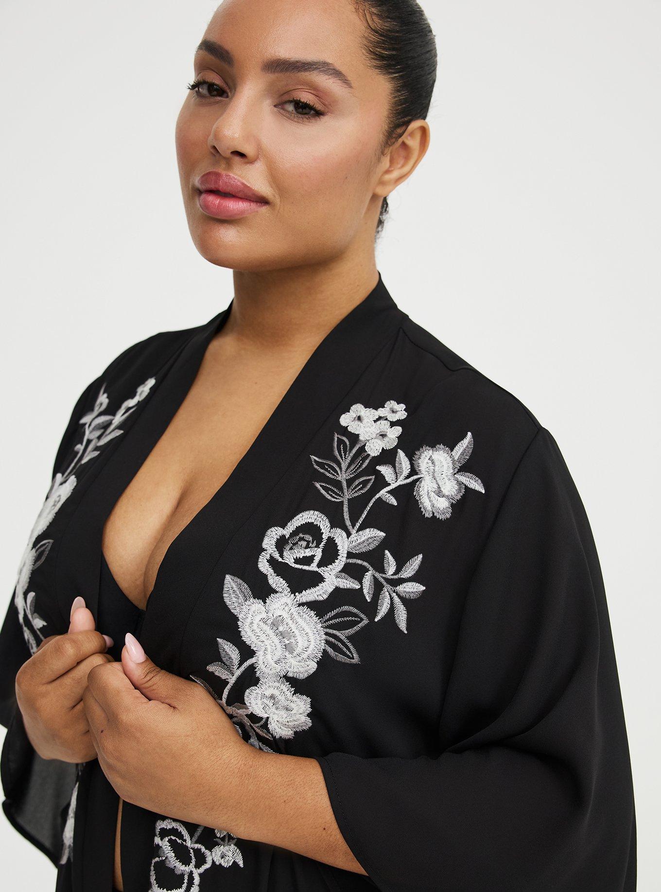 Georgette Kimono, DEEP BLACK, alternate