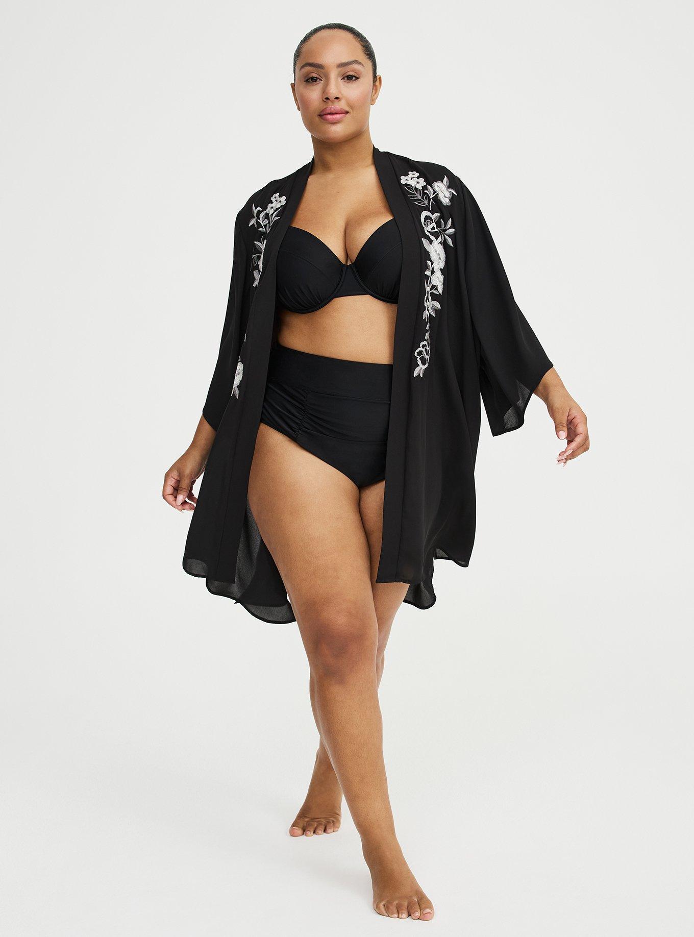 Georgette Kimono, DEEP BLACK, alternate