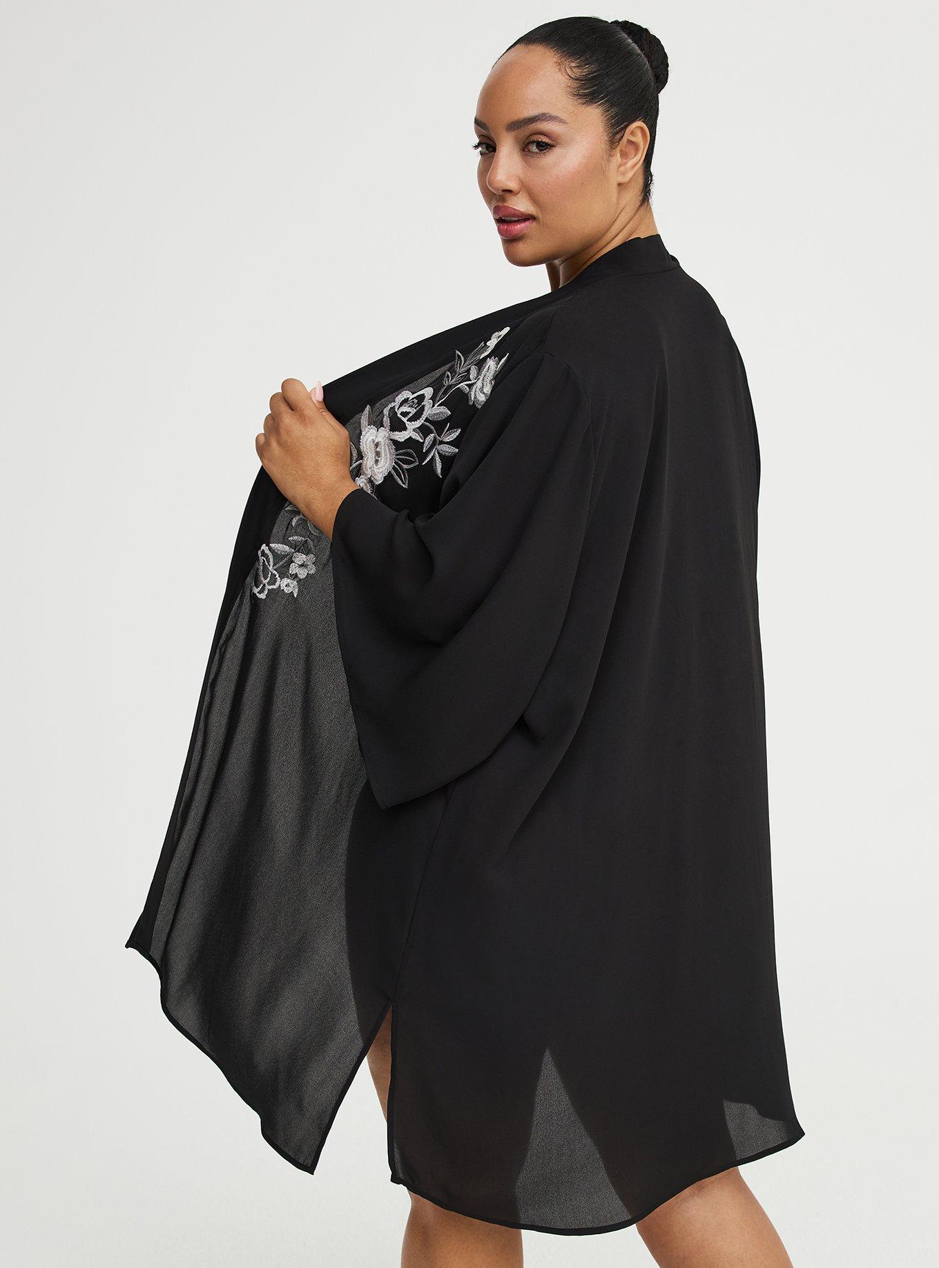Georgette Kimono, DEEP BLACK, alternate