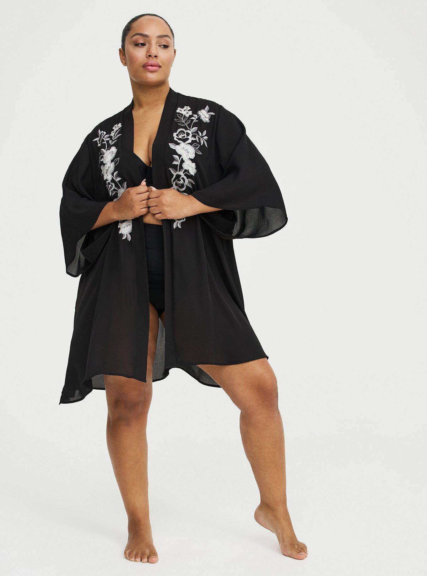 Georgette Kimono, DEEP BLACK, alternate
