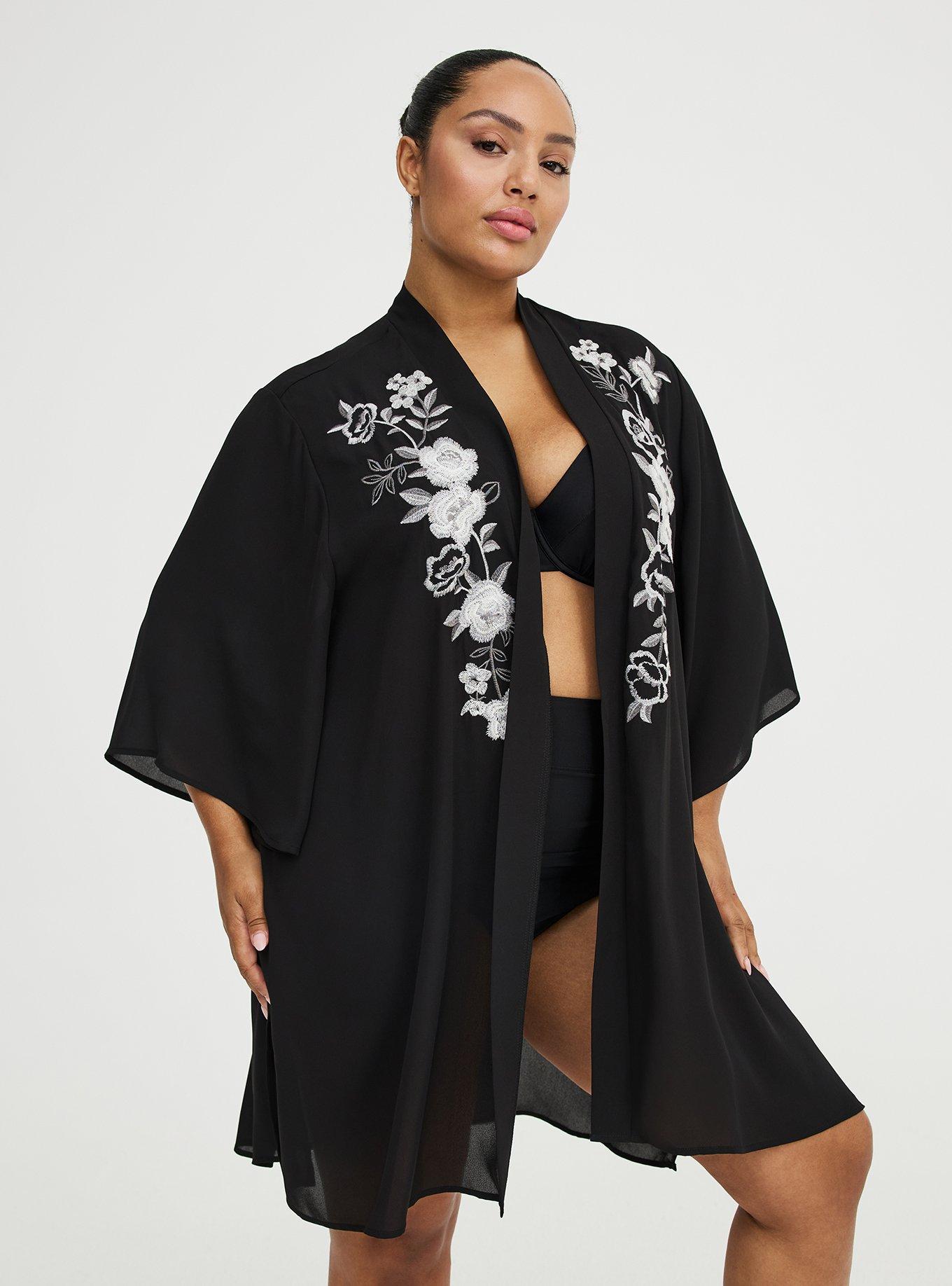 Georgette Kimono, DEEP BLACK, hi-res