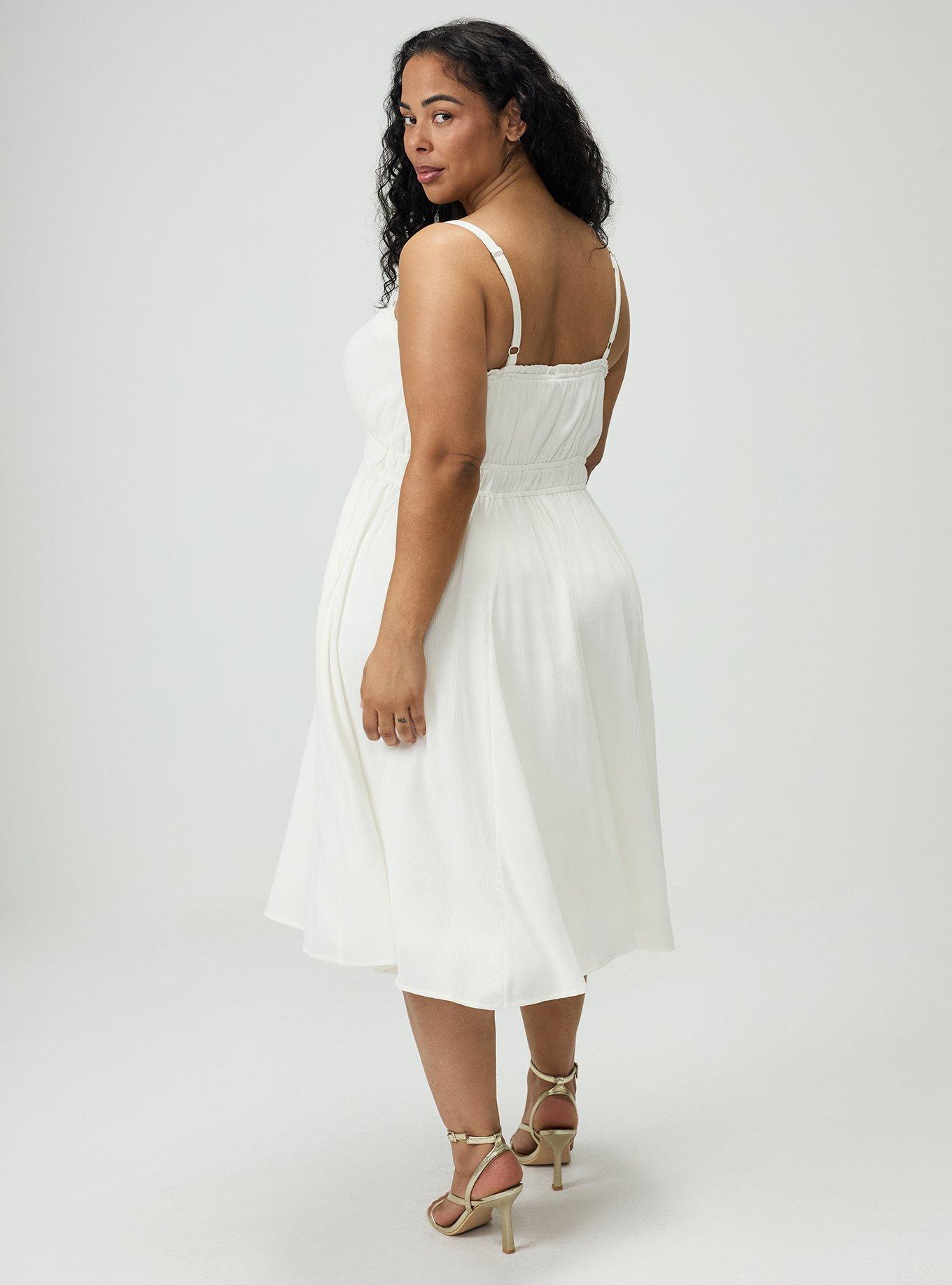 A-Line Crinkle Gauze Midi Dress, BLANC DE BLANC, alternate