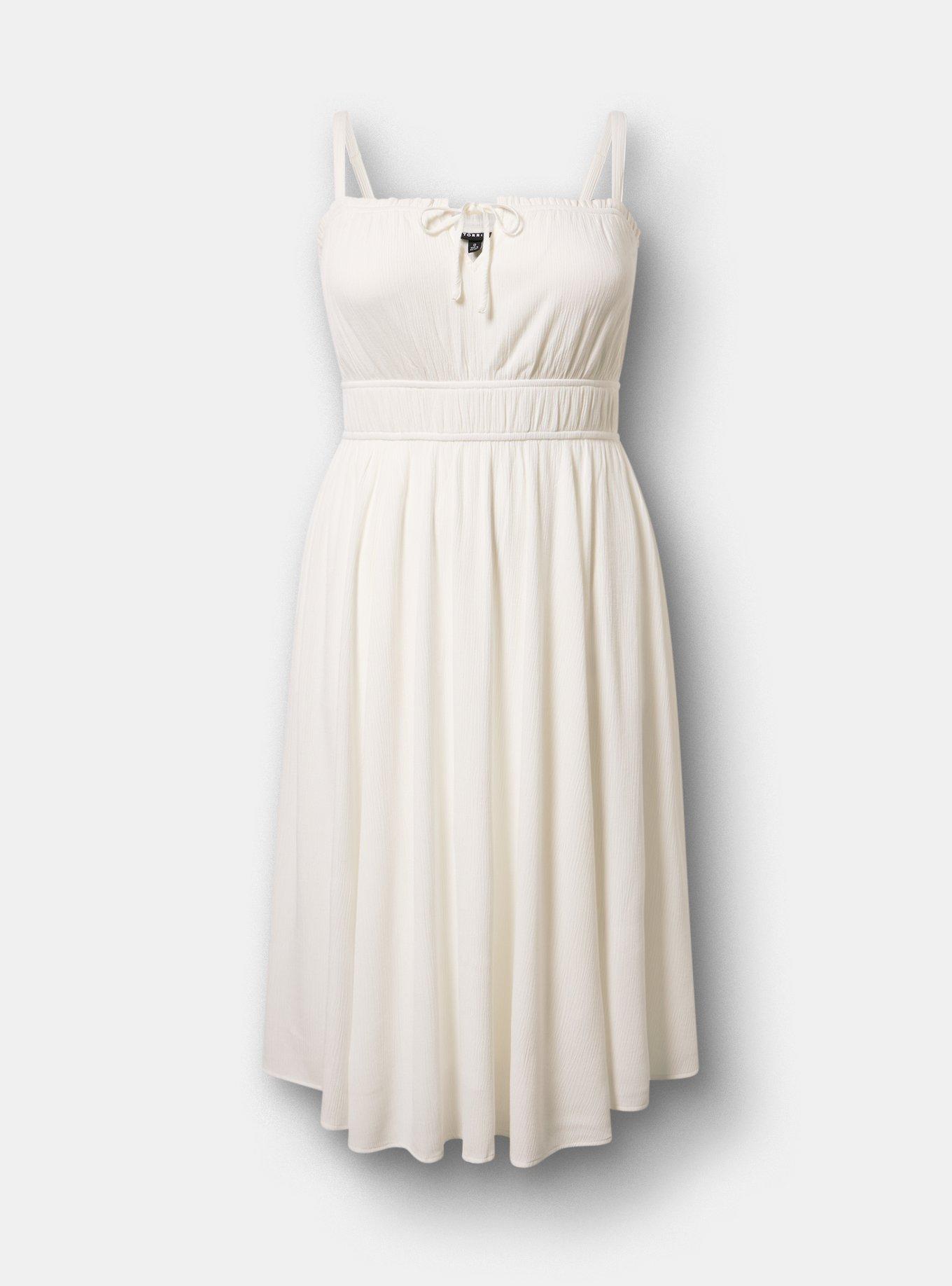 A-Line Crinkle Gauze Midi Dress, BLANC DE BLANC, hi-res