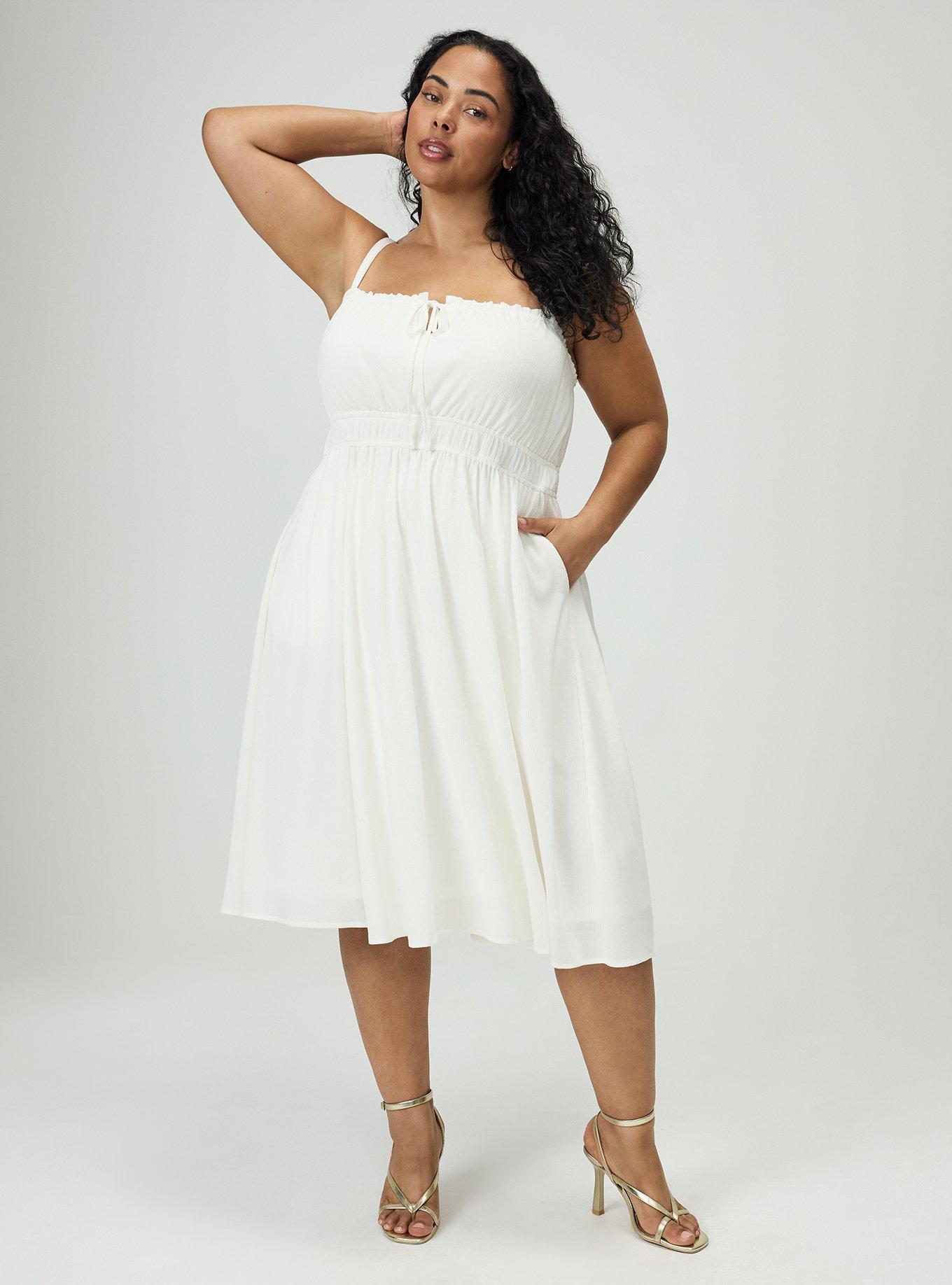 A-Line Crinkle Gauze Midi Dress, BLANC DE BLANC, hi-res