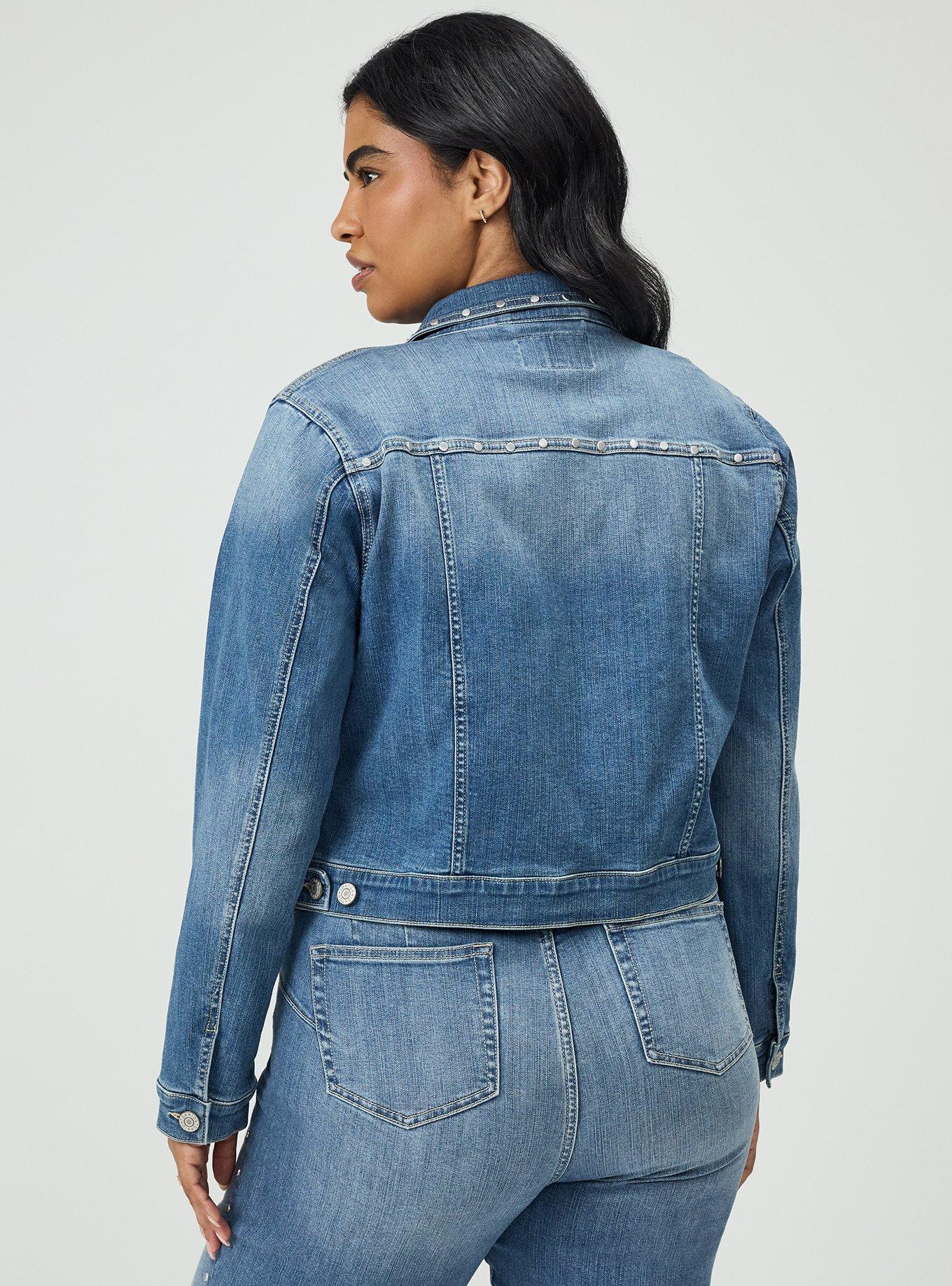 Plus Size Studded Denim Trucker, CORDOBA, alternate